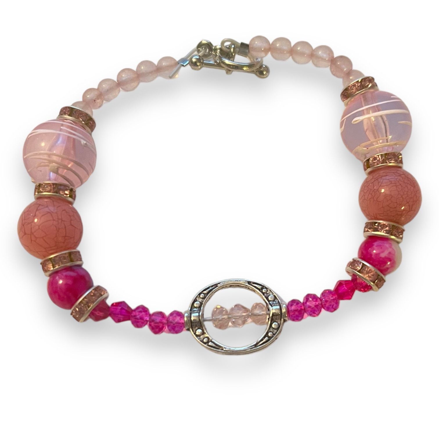 Other Handmade Pink Ornate Toggle Bead Bracelet NEW Size ONE SIZE - 1 Thumbnail