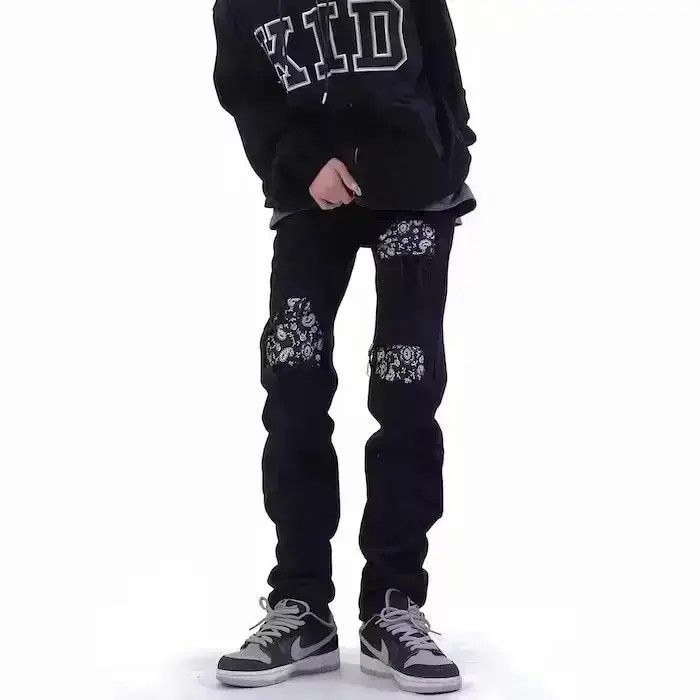 Japanese Brand Mens Skinny Jeans Street, Black Hole Slim Fit Size US 32 / EU 48 - 1 Thumbnail
