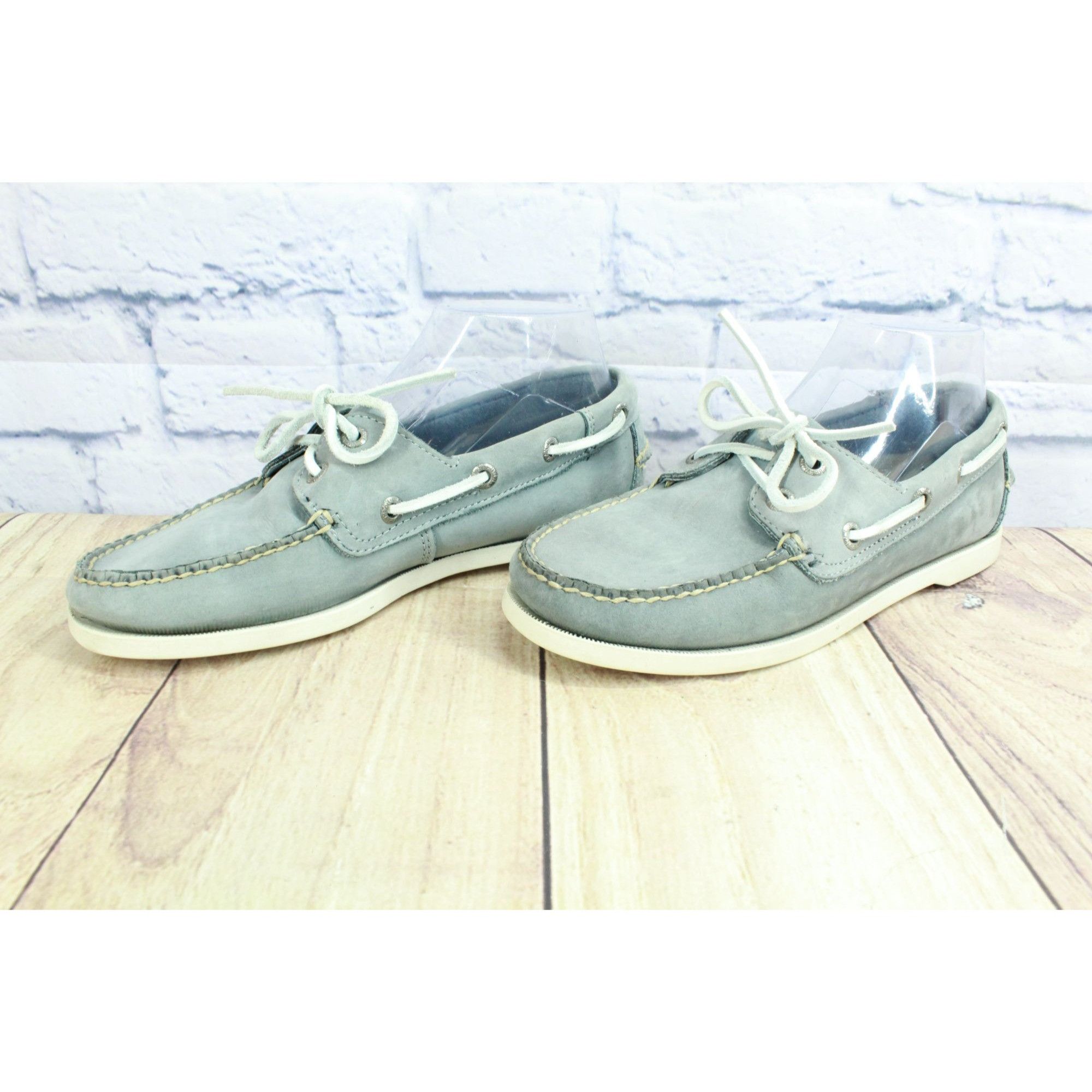 L.L. Bean LL Bean Light Blue Leather Slip-On Boat Loafers Size US 7.5 / EU 40-41 - 3 Thumbnail