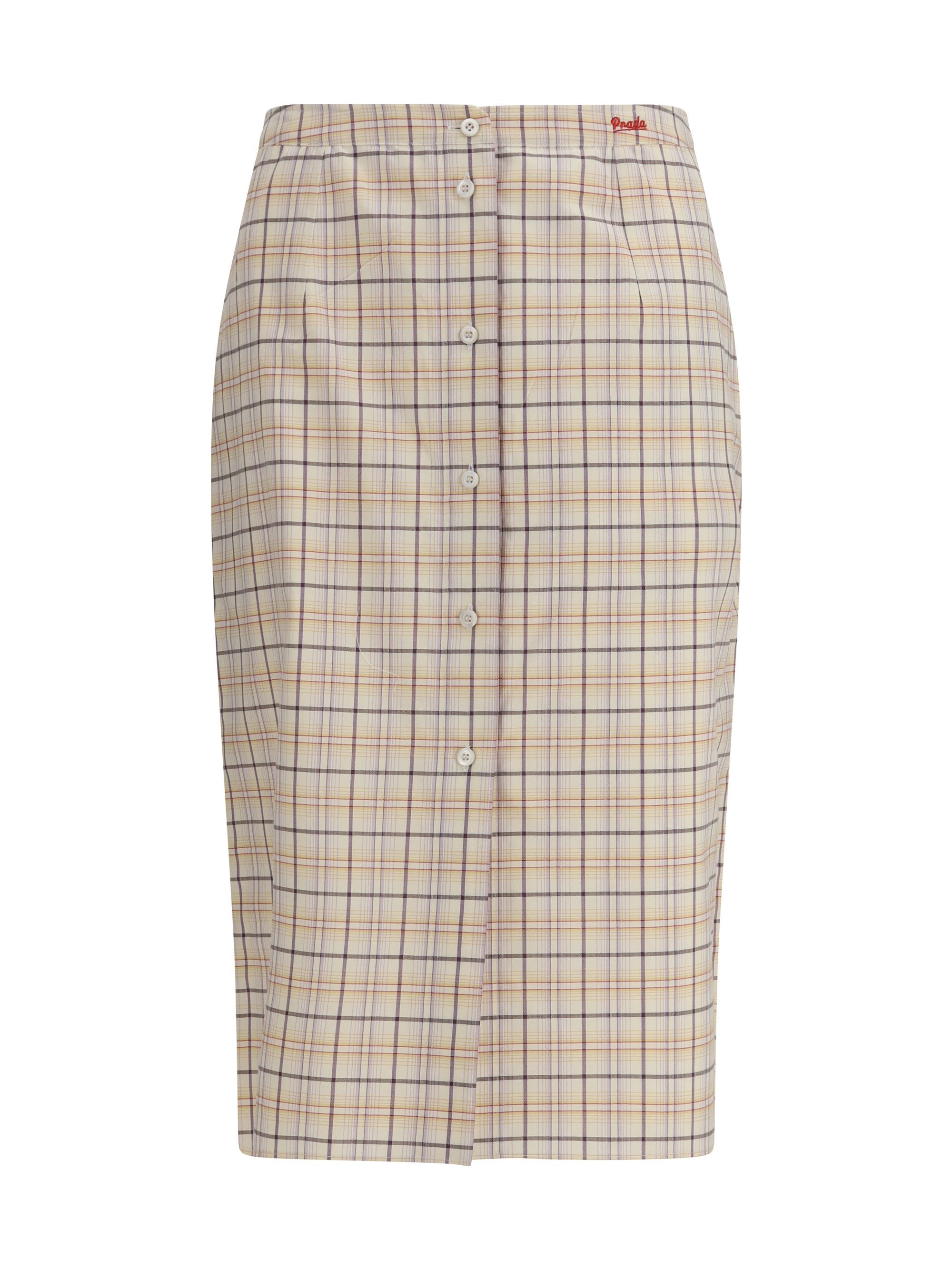 Prada Checked Cotton Poplin Pencil Skirt Size 28" / US 6 / IT 42 - 1 Thumbnail