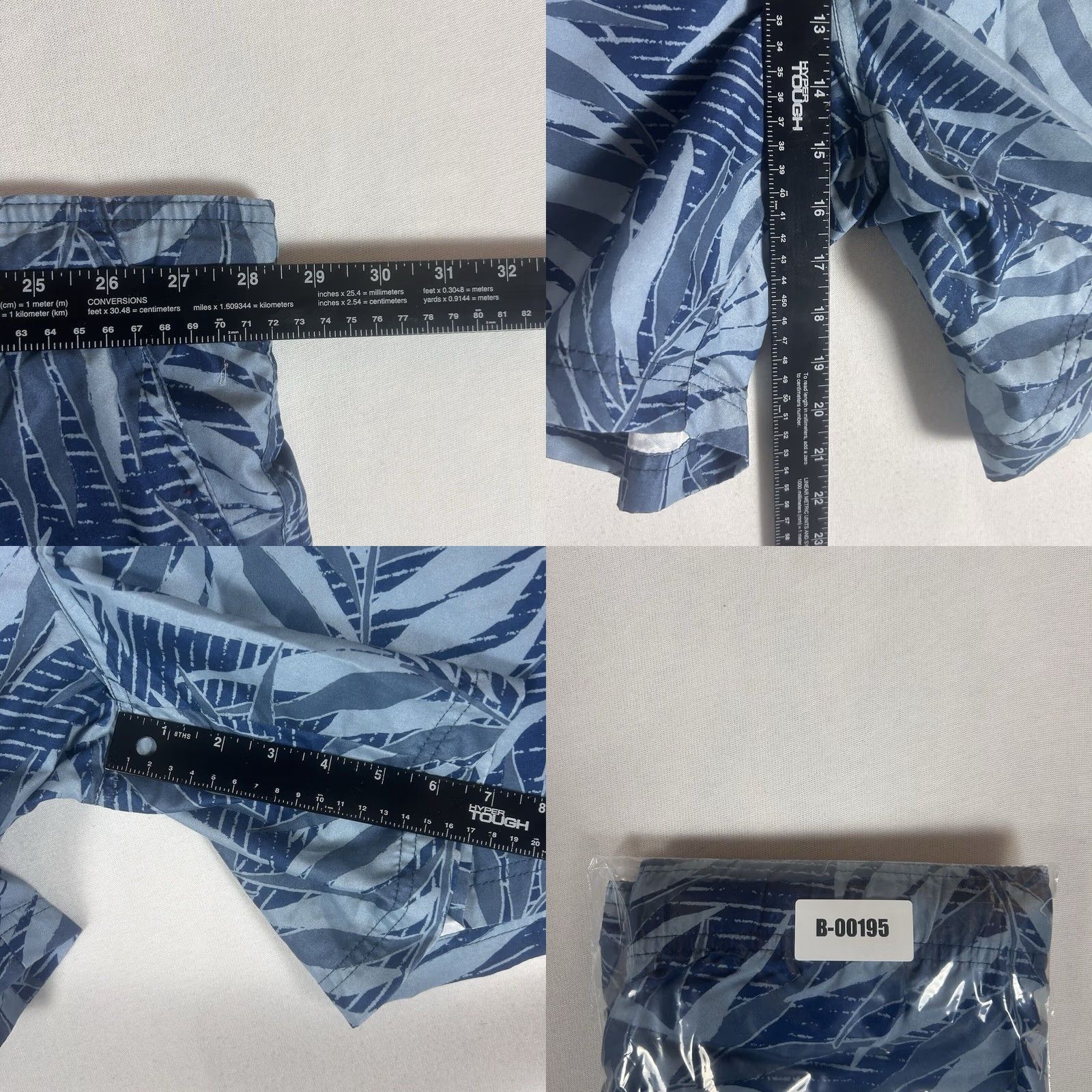Vintage OP Ocean Pacific Mens 3XL Swim Trunks Blue Palm Leaf Print Drawstring Pockets Size ONE SIZE - 8 Thumbnail