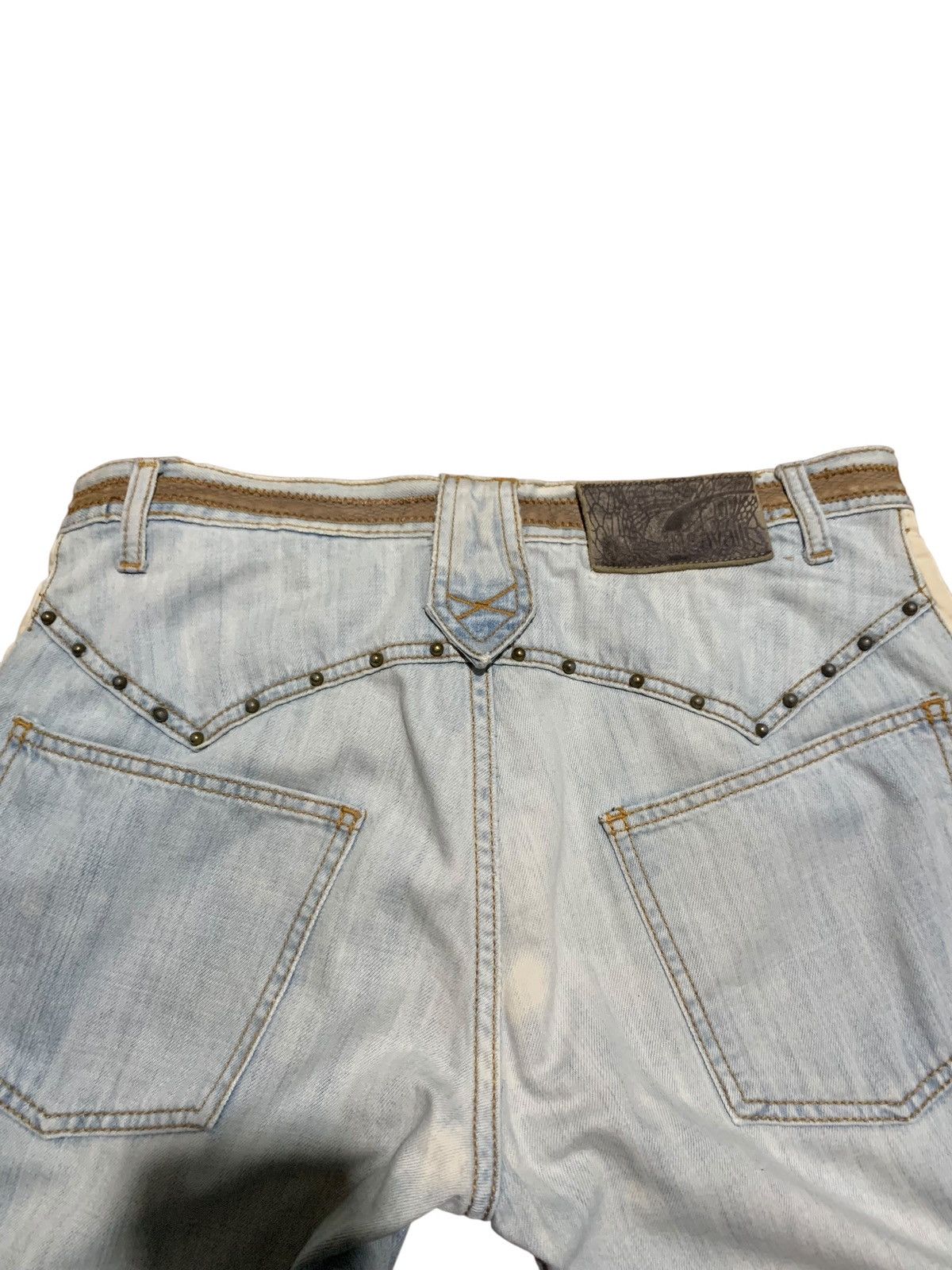 Roberto Cavalli Just Cavalli studded punk leather taped snake skin denim Size US 31 - 12 Thumbnail