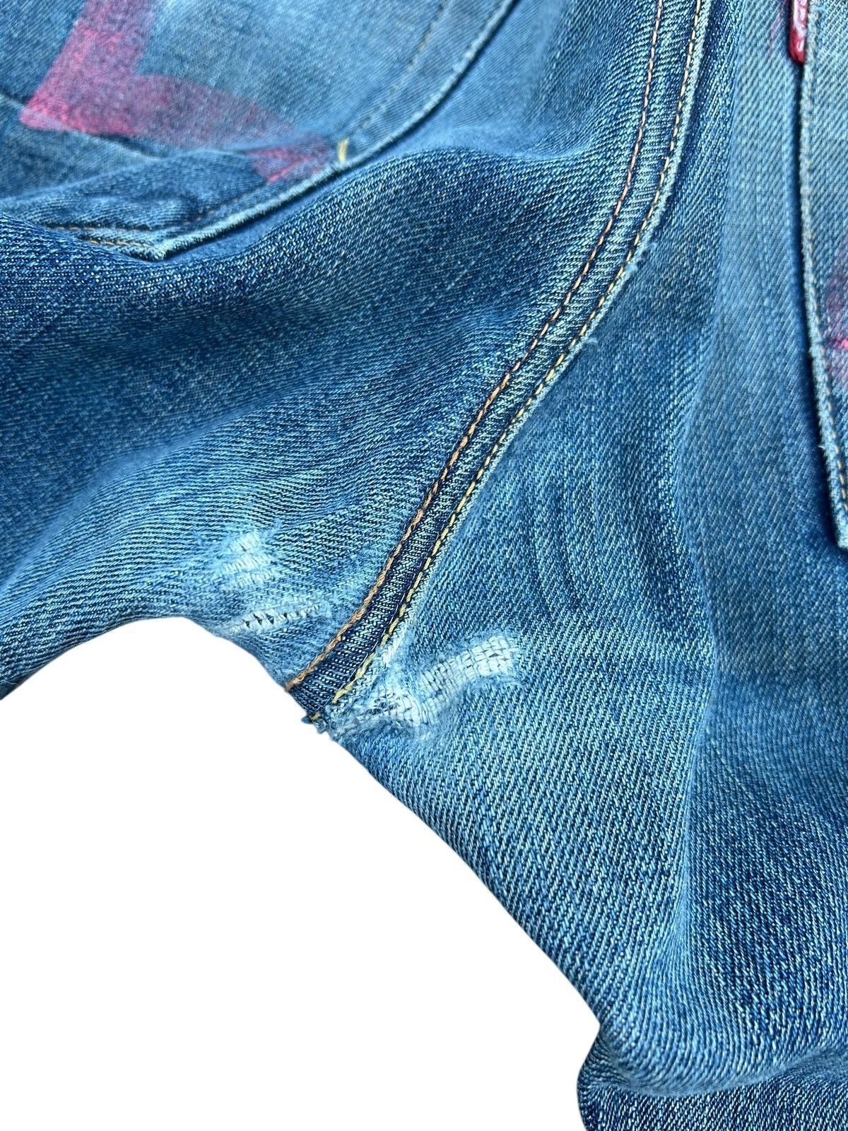 Kapital Thrashed Vintage Evisu Selvedge Denim Jeans Size US 32 / EU 48 - 15 Thumbnail