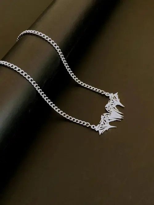 Jewelry × Vintage Retro Punk Necklace Chain Minimal Stainless Steel Size ONE SIZE - 4 Thumbnail