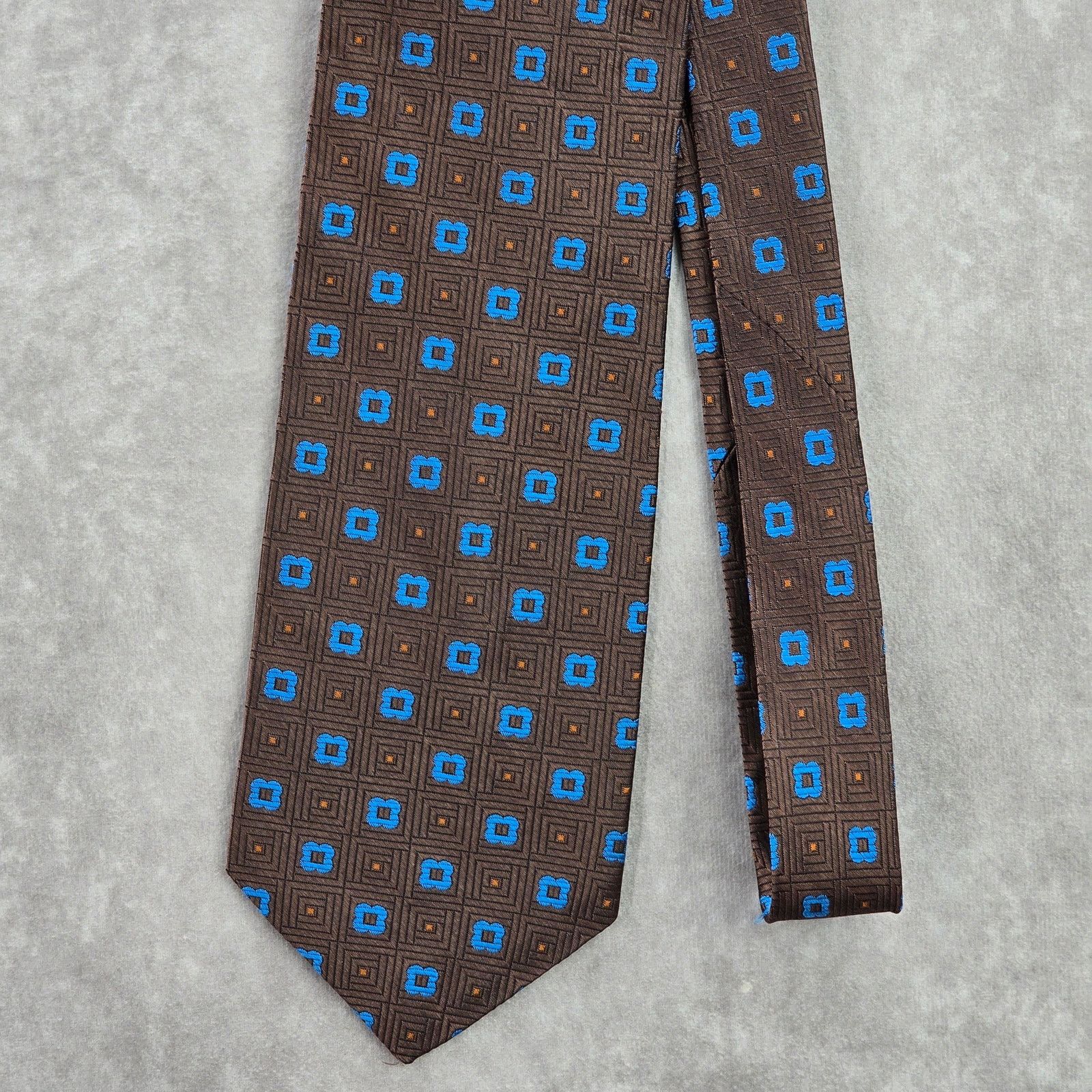 Carlo Palazzi Carlo Palazzi Brown Blue Floral 100% Italian Silk Neck Tie Size 28 - 2 Thumbnail