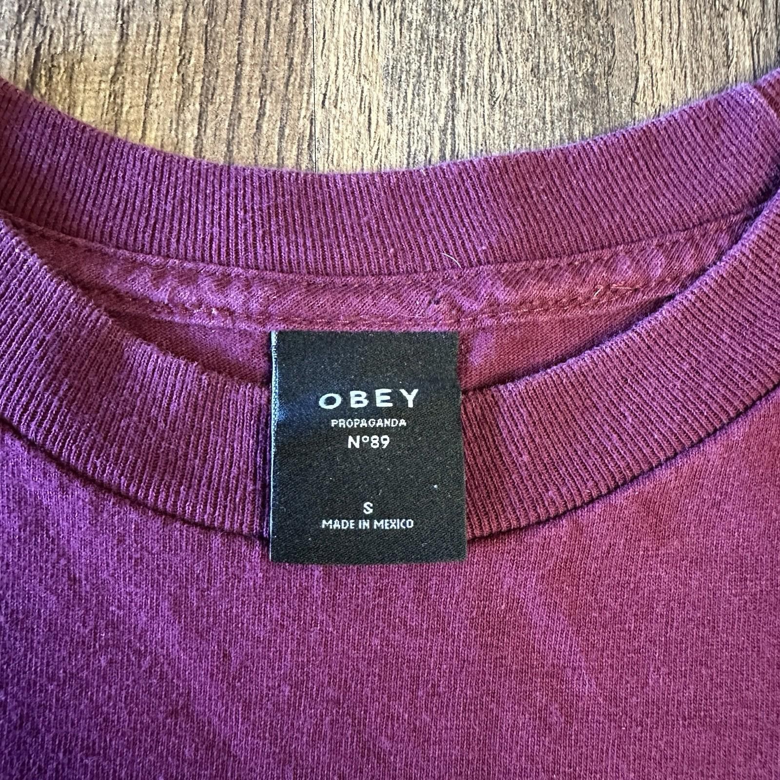 Obey OBEY Worldwide Mens Tee Long Sleeve Maroon Fits Like X-small Size US XS / EU 42 / 0 - 2 Thumbnail