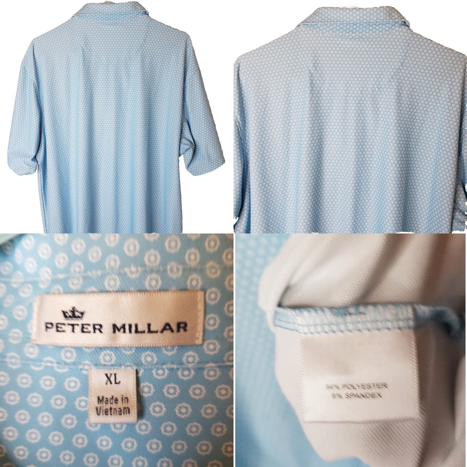 Peter Millar Peter Millar Crown Crafted Geometric Print Golf Polo Men's XL Blue S. S. Shirt Size US XL / EU 56 / 4 - 8 Thumbnail