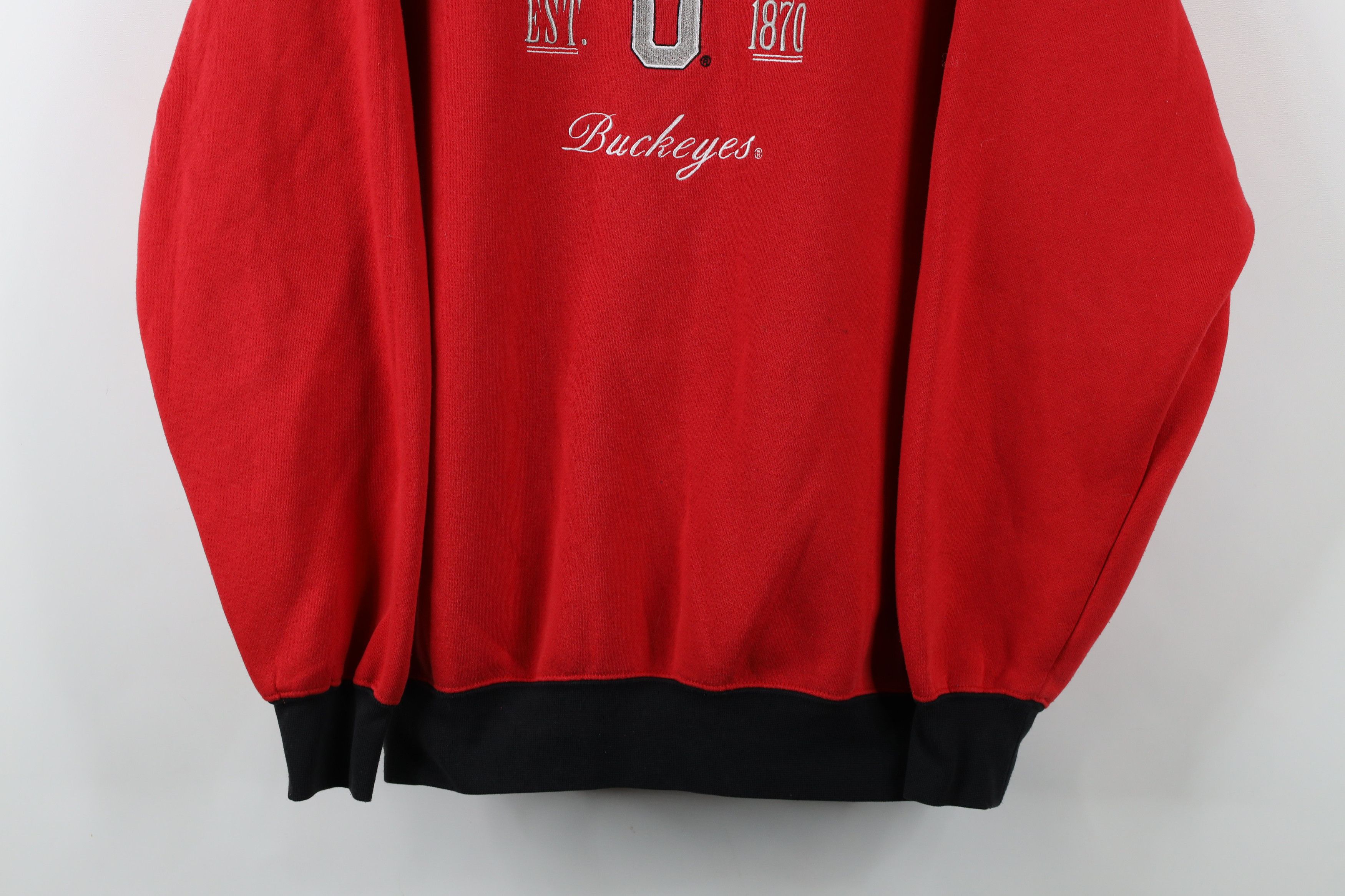 Vintage Vintage 90s Ohio State University V-Neck Sweatshirt Red Size US L / EU 52-54 / 3 - 3 Thumbnail