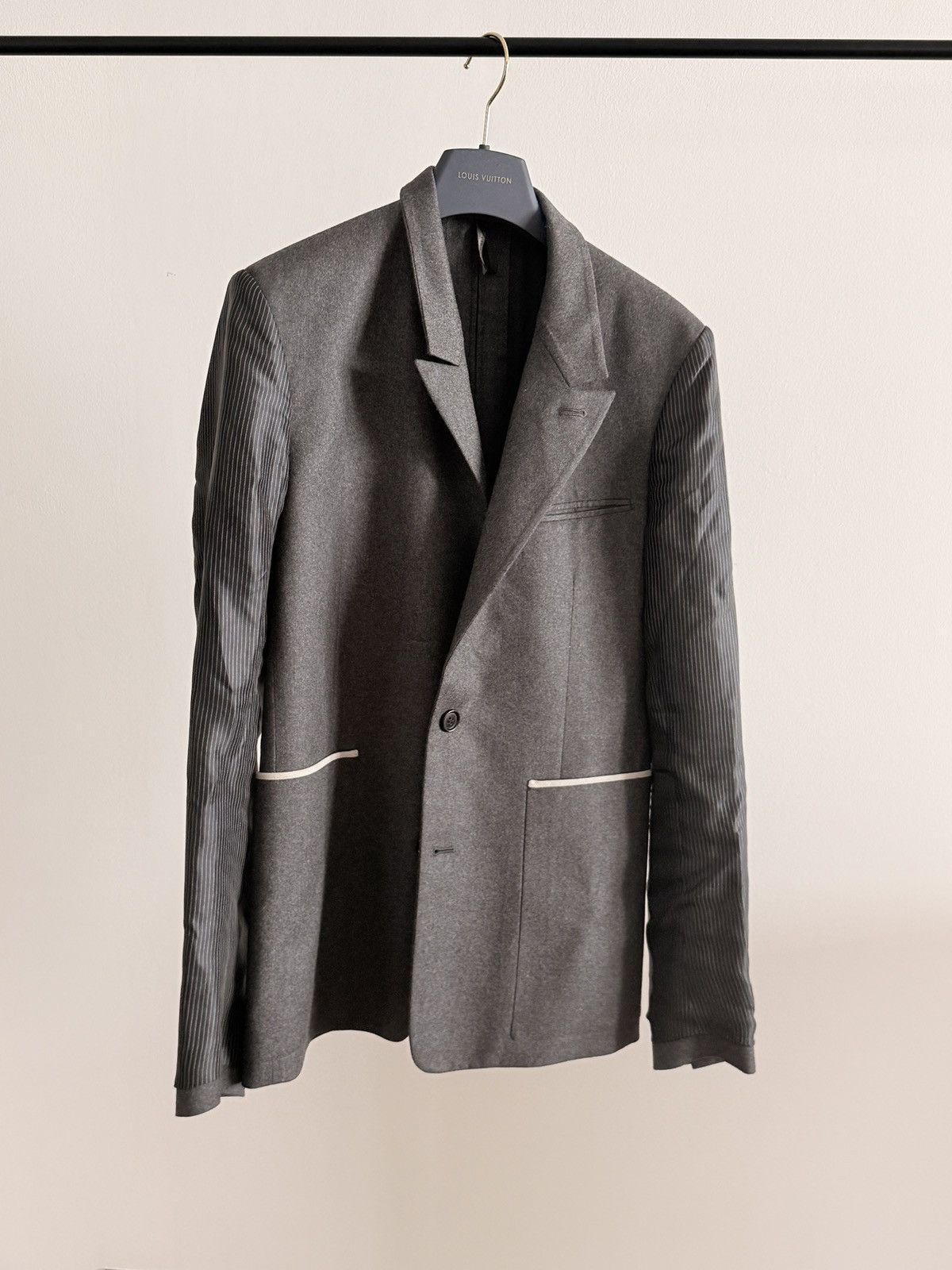 Dior Dior FW12 Striped Stitching Back Zipper Wool Blazer Size 46S - 1 Thumbnail