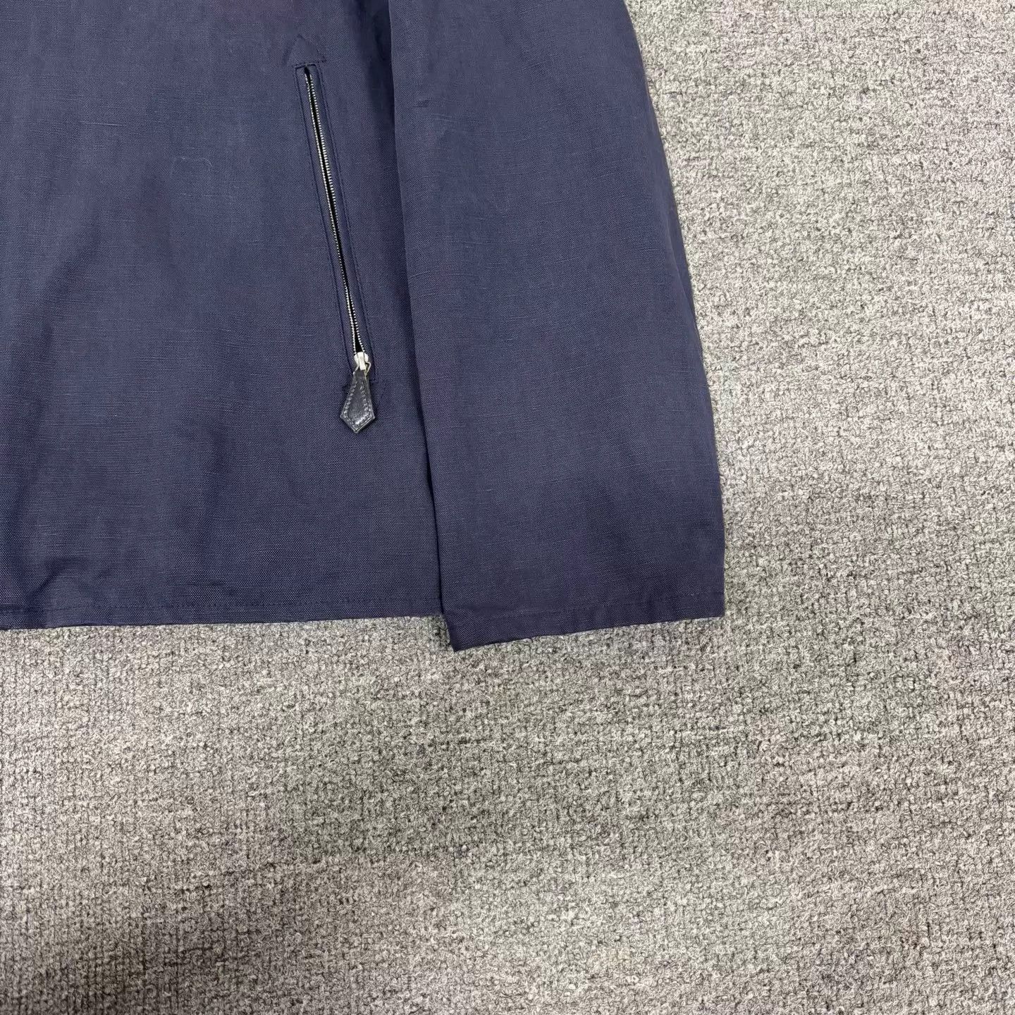 Hermes Hermes Navy Blue Collared Zip Leather Lining Jacket 48 Size US M / EU 48-50 / 2 - 4 Thumbnail