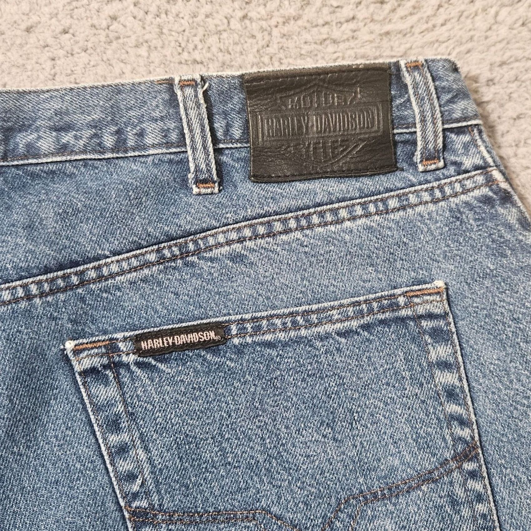 Harley Davidson Harley-Davidson Jeans Mens 40 x 32 Straight Blue Denim Cotton Motorcycle Biker Clothing Mens Jeans Blue Straight 40x32 Size US 40 / EU 56 - 5 Thumbnail
