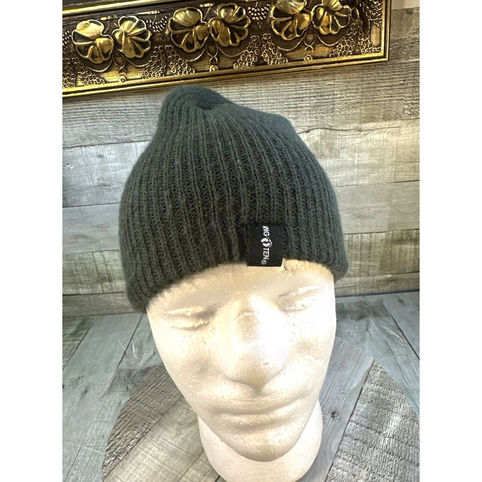 Hang Ten VINTAGE Hang Ten Beanie Olive Green Knit Hat Surf Skatewear Winter Mens Size ONE SIZE - 2 Thumbnail