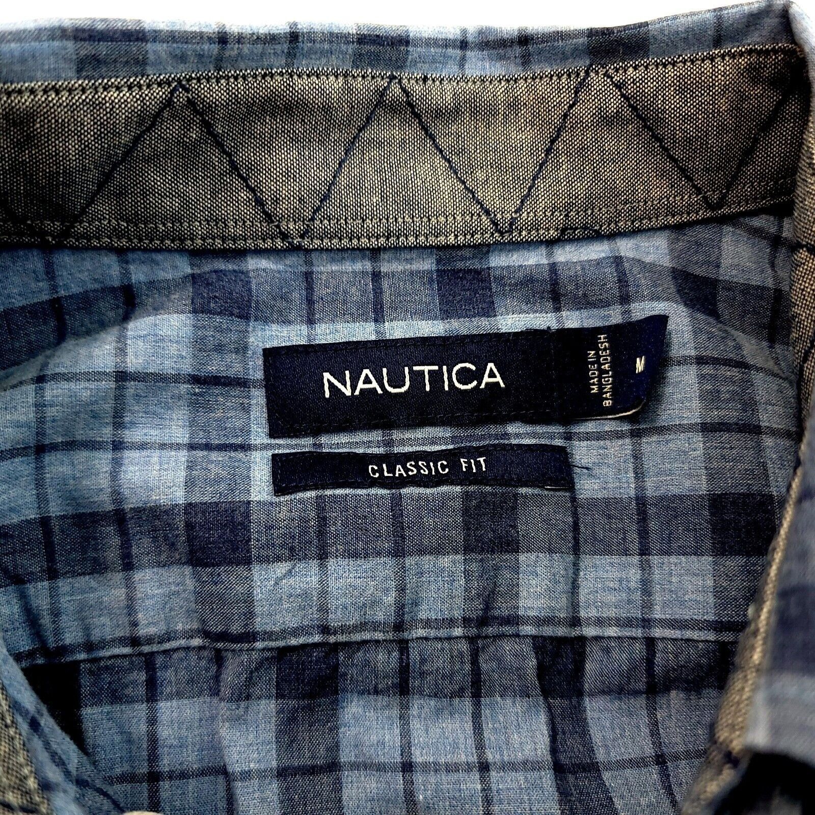 Nautica Nautica Classic Fit Medium Blue Plaid Pocket Front Cotton Bu Size US M / EU 48-50 / 2 - 9 Thumbnail