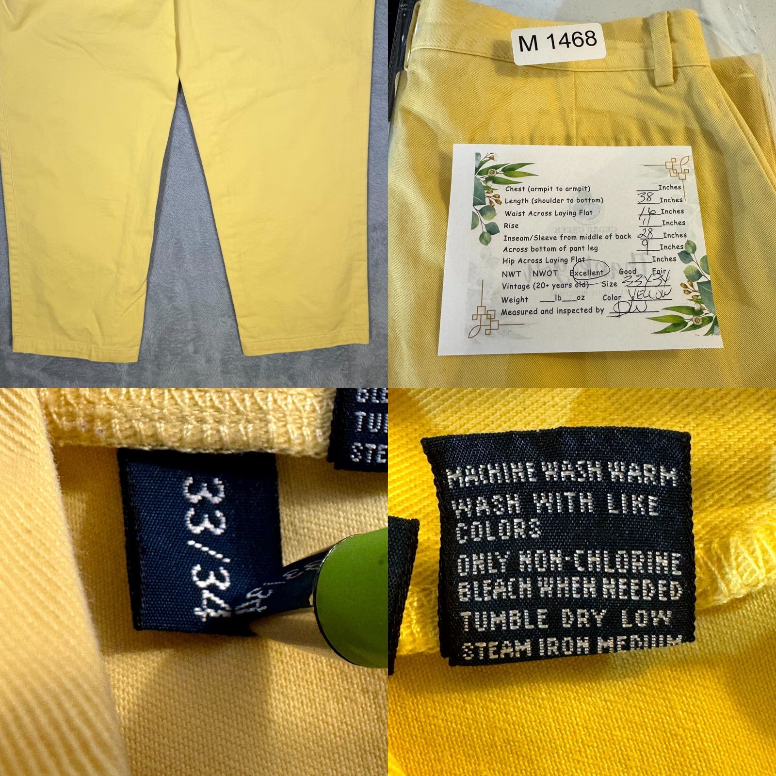 Polo Ralph Lauren Polo Ralph Lauren Chino Pants Men’s 33 x 34 Flat Front Mid-Rise Yellow Cotton Pants Size US XS / EU 42 / 0 - 8 Thumbnail