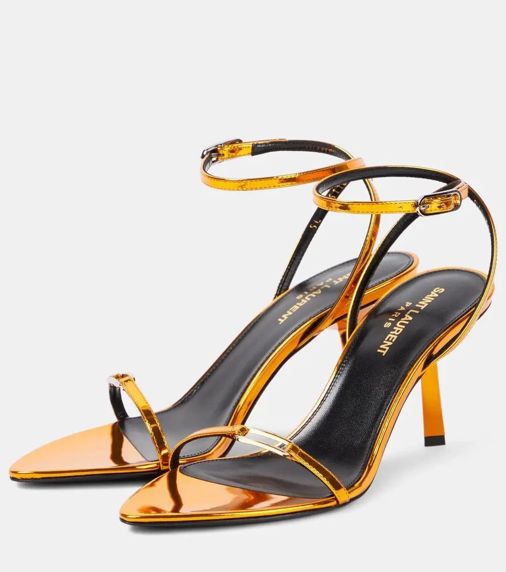 Saint Laurent Paris oc11z1225 775116 Kitty Sandals in Metallic Leather in Orange Size US 6 / IT 36 - 3 Thumbnail