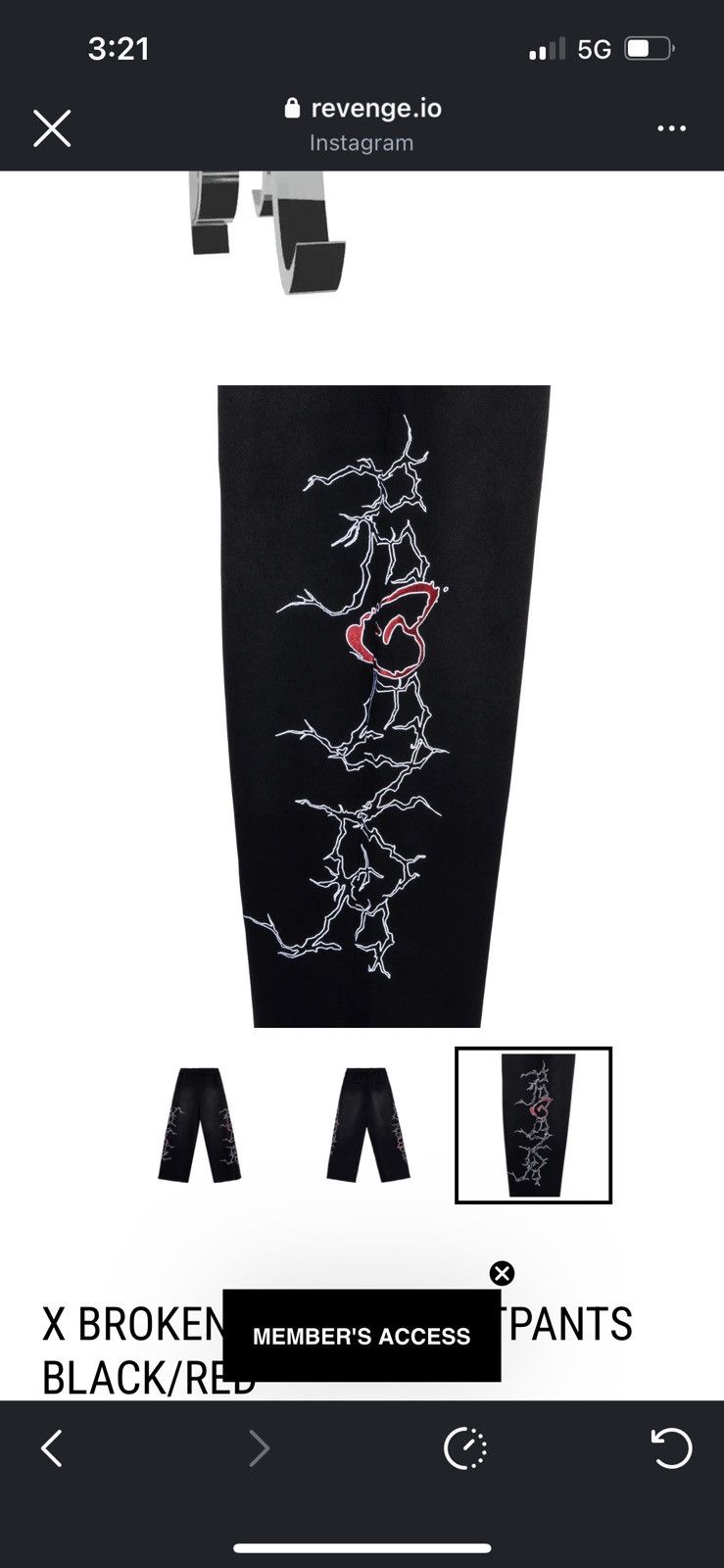 Revenge Revenge X Broken Heart Sweatpants Black/Red Size US 34 / EU 50 - 2 Thumbnail