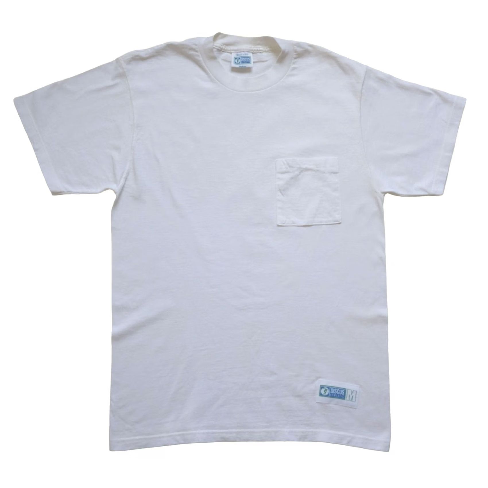 Vintage VINTAGE Discus Athletics T-Shirt White 100% Cotton Sz M Men Short Sleeve Crew Neck 90s USA Made Size US M / EU 48-50 / 2 - 2 Thumbnail
