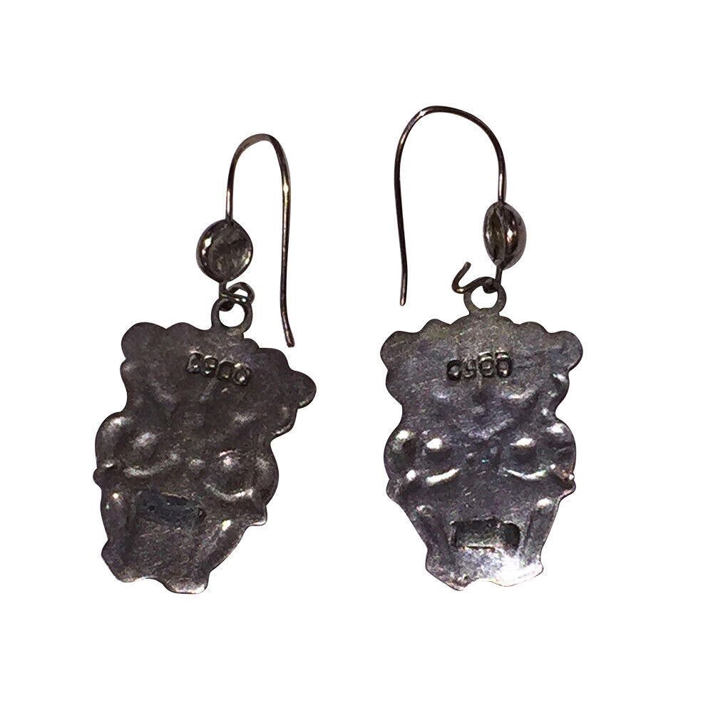 Designer Silver Figurine Colombian Emerald Baguette Dangle Earrings Size ONE SIZE - 4 Thumbnail