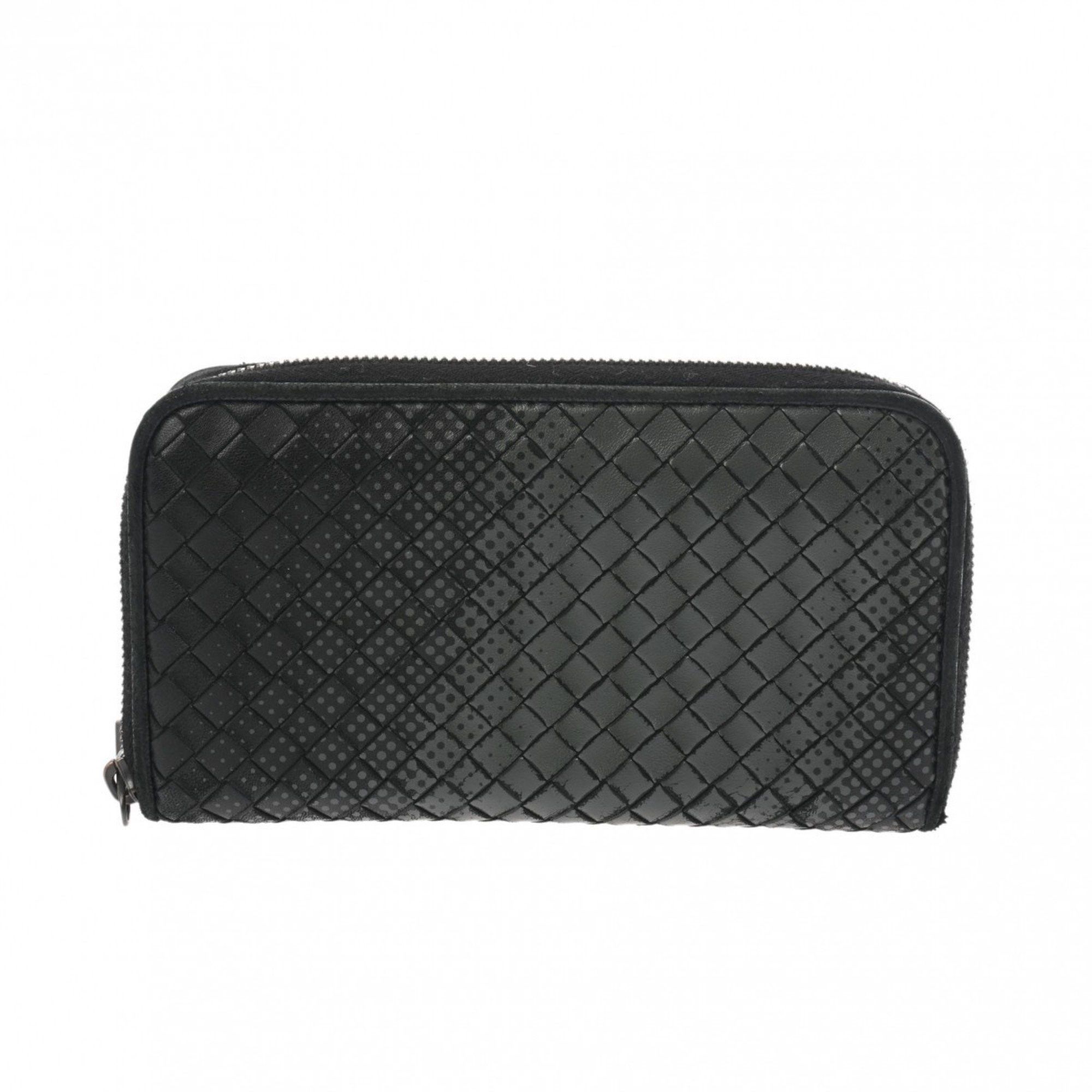 Bottega Veneta BOTTEGAVENETA Bottega Veneta Intrecciato Round Wallet Dot Black/Grey Men's Leather Long Size ONE SIZE - 1 Thumbnail