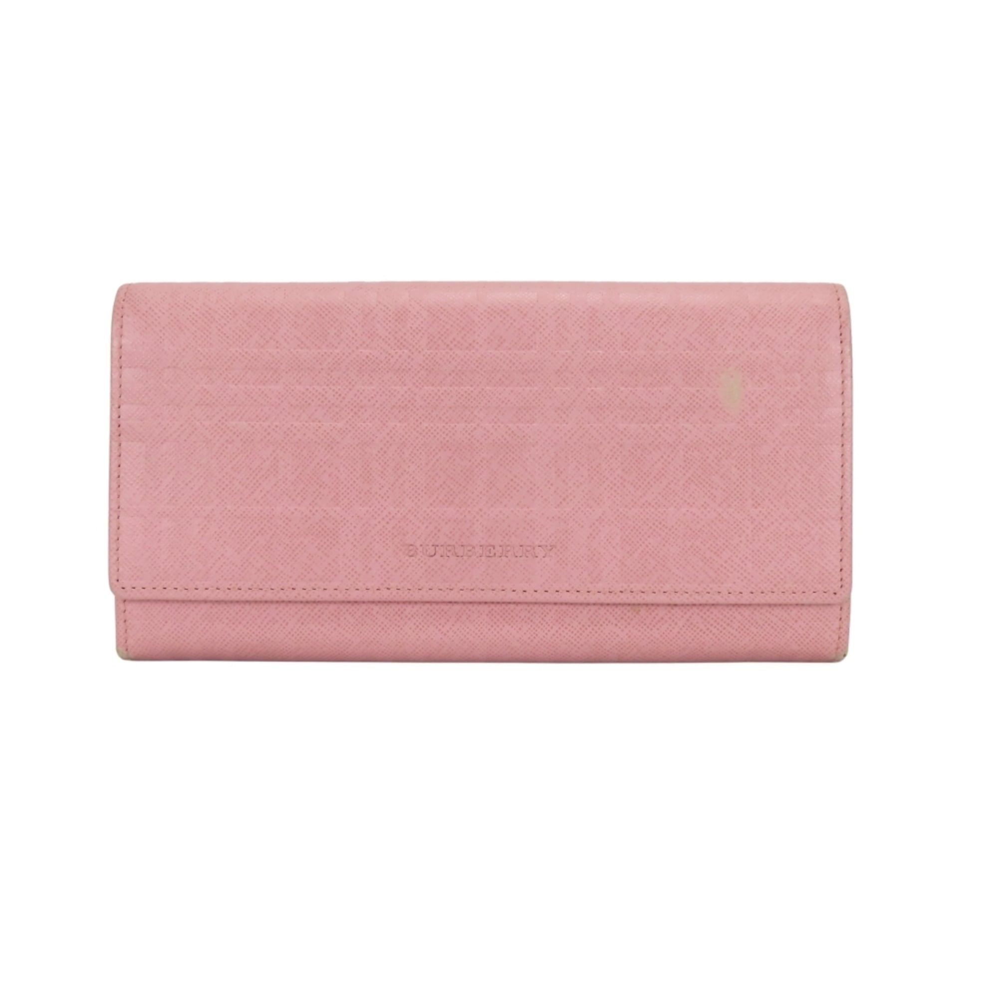 Burberry Burberry long wallet, leather, pink, clasp closure, check pattern, women's. Size ONE SIZE - 1 Thumbnail