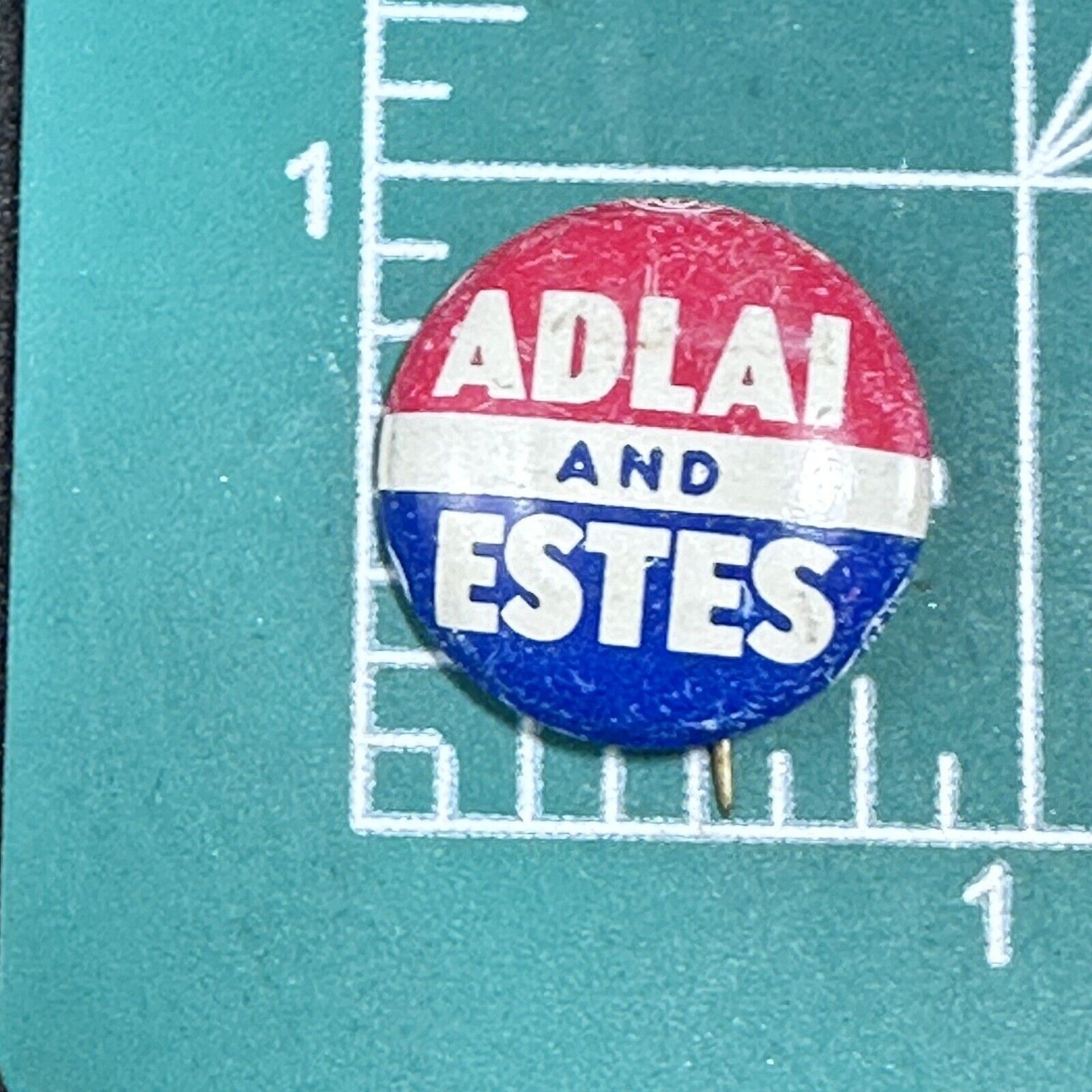 Vintage 1956 ADLAI & ESTES Campaign Tin Pinback Button President VTG Size ONE SIZE - 7 Thumbnail