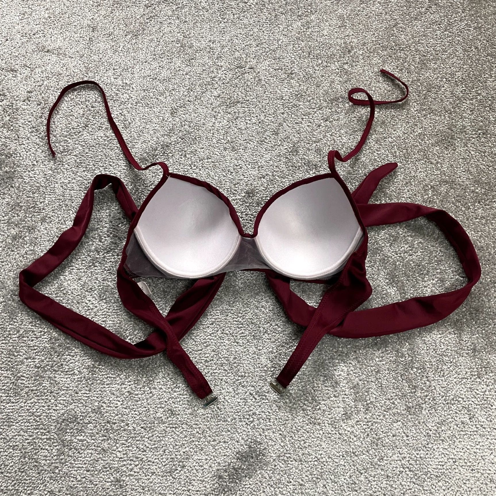 Vintage Unbranded Swimwear Bikini Top Womens XL Maroon Solid Push Up Underwired Beach Shirt? Size XL / US 12-14 / IT 48-50 - 6 Thumbnail