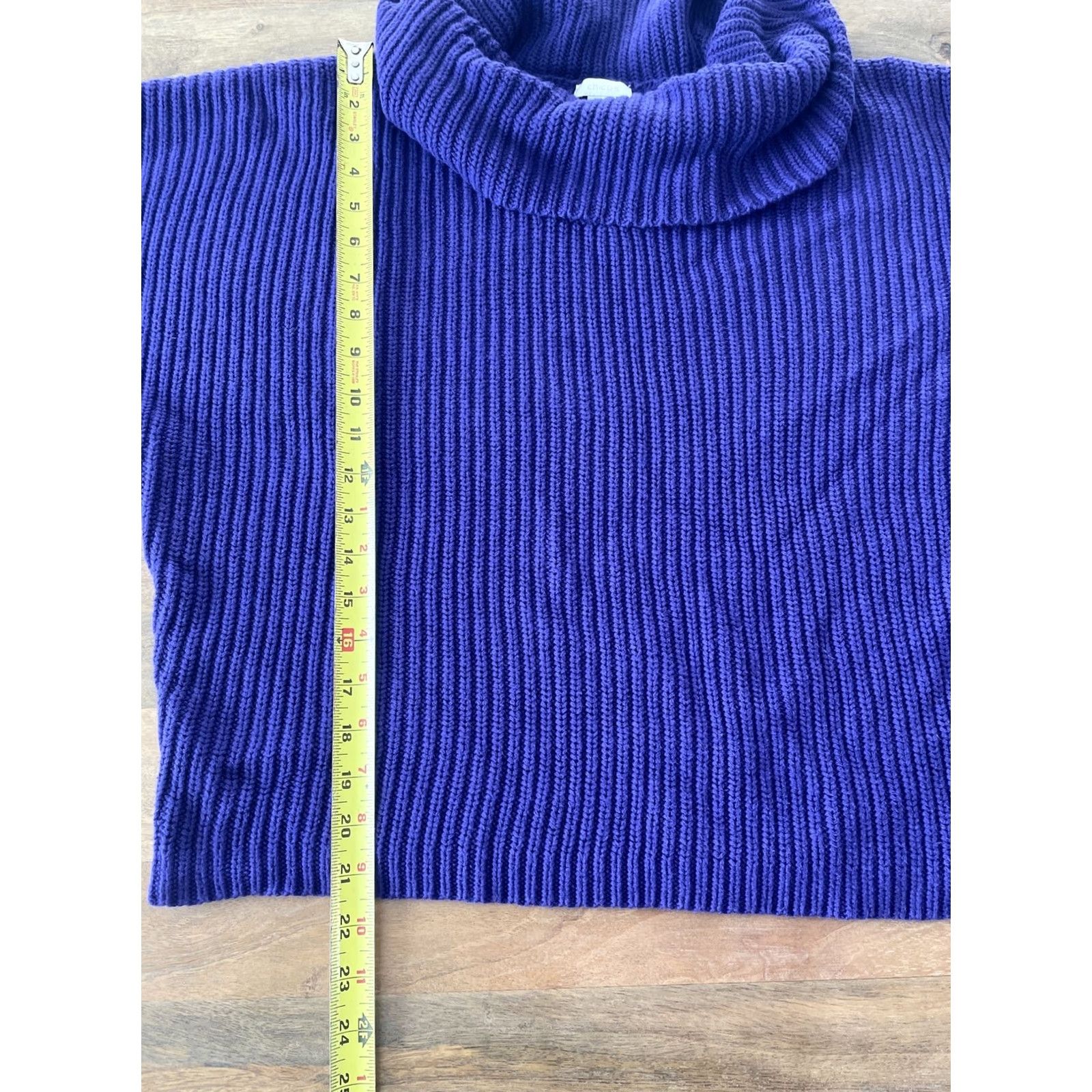 Vintage Chico's Women Size 2 Purple Turtle Neck Long Sleeve Knit Pullover Tunic Sweater Shirt Size XS / US 0-2 / IT 36-38 - 3 Thumbnail