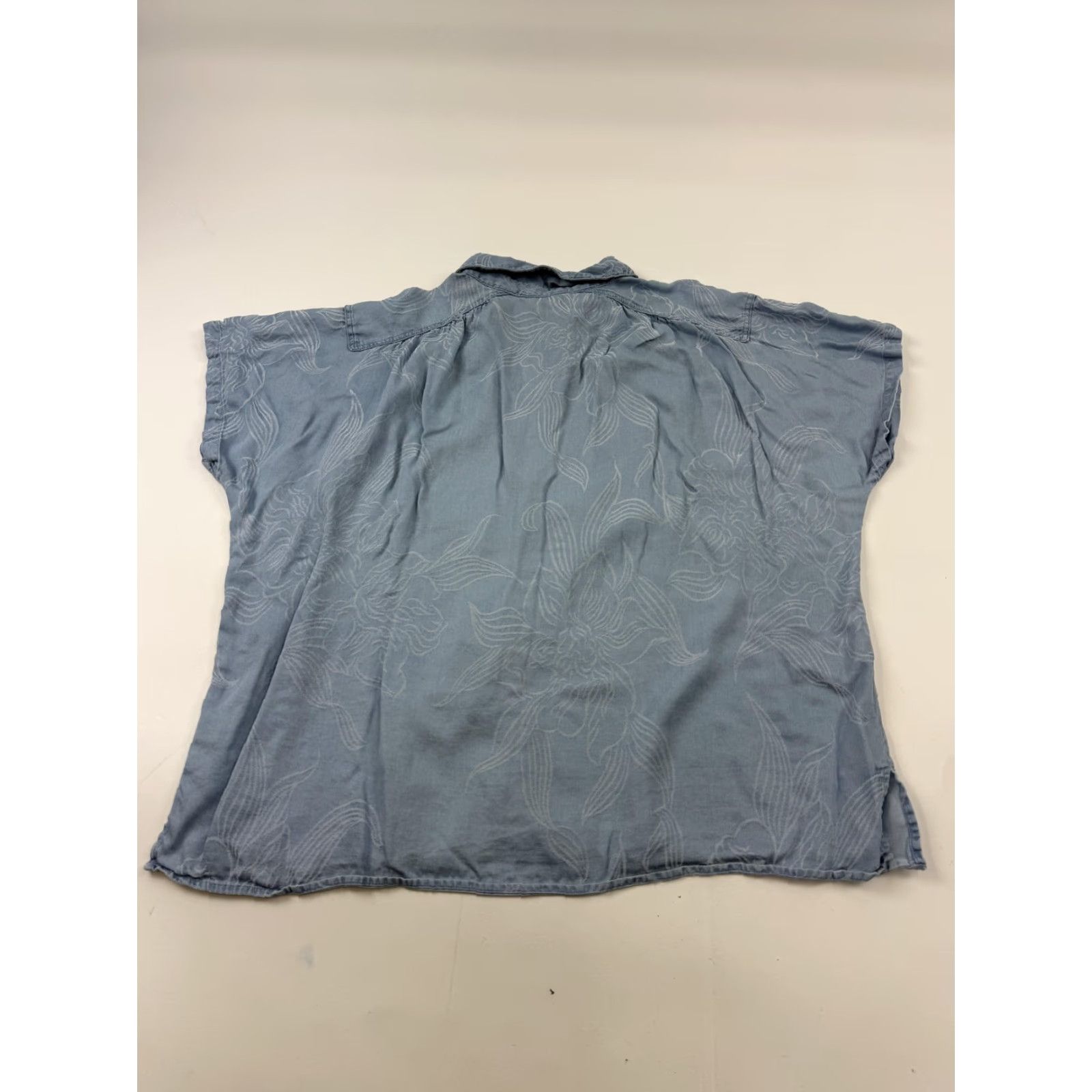 Vintage Caffe Marrakesh Chambray Shirt Womens XL Blue Button Front Short Sleeve Top Size XL / US 12-14 / IT 48-50 - 4 Thumbnail