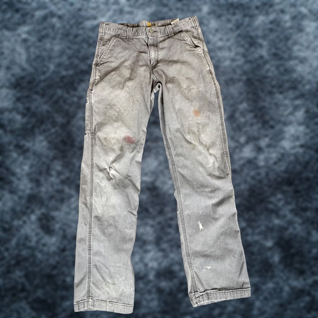 Carhartt Carhartt Pants Mens 33x32 Gray Canvas Carpenter Distressed Workwear Pants Regular 32 Inseam Men Size US 32 / EU 48 - 1 Thumbnail