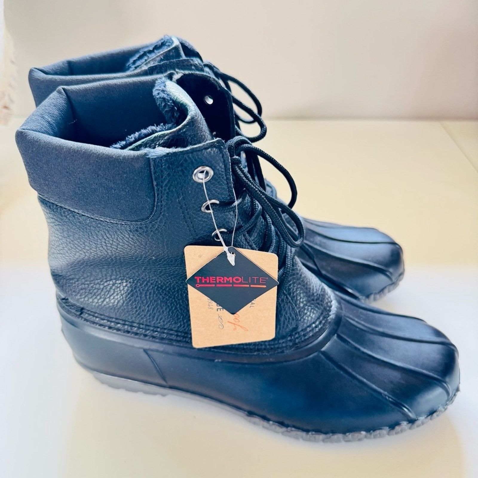 Weatherproof WEATHERPROOF Black Leather Rubber Snow Rain Ankle Boots Shoe Size US 9.5 / IT 39.5 - 4 Thumbnail