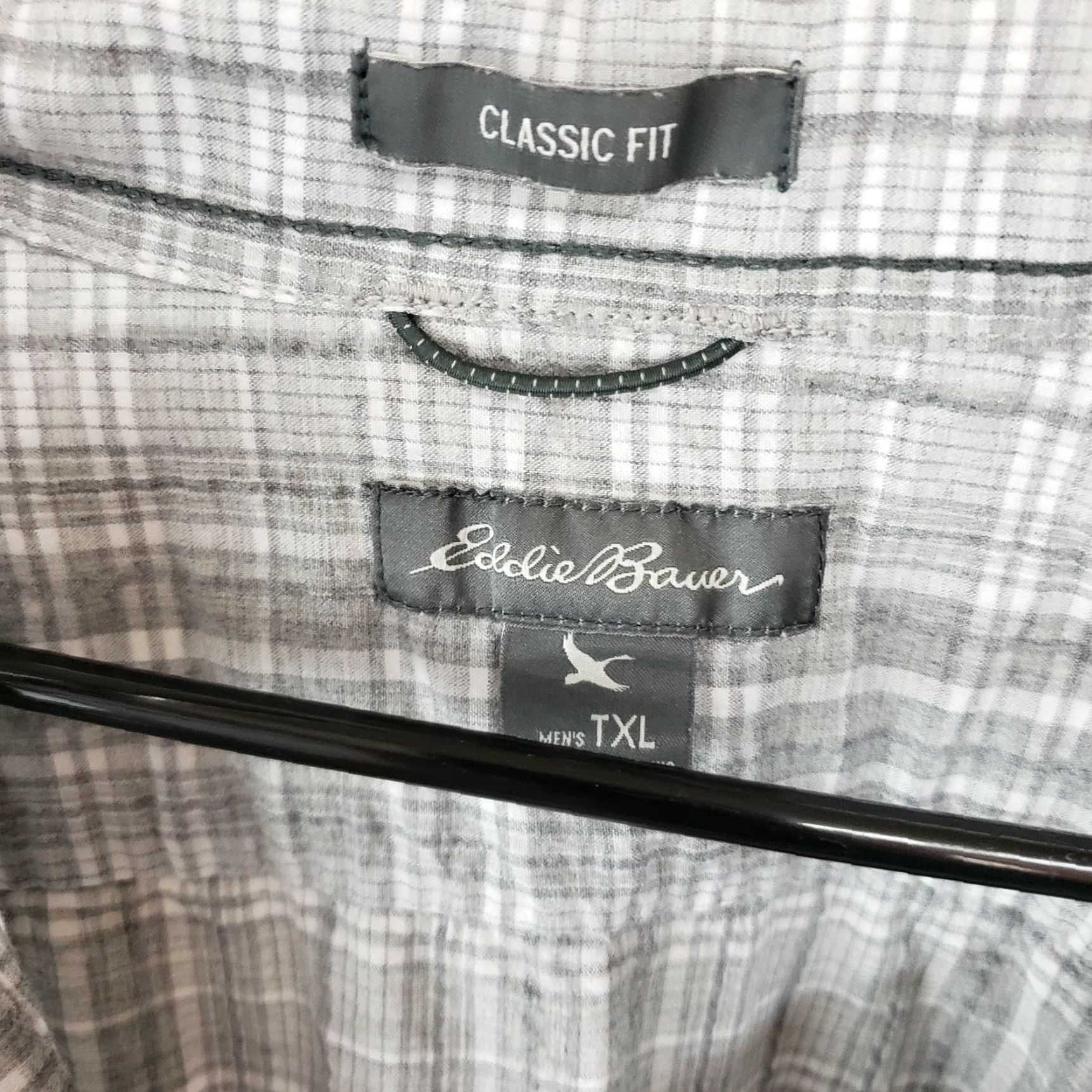 Eddie Bauer VINTAGE Eddie Bauer Mens Button Front Shirt XLT Gray Plaid Classic Fit Short Sleeve Cotton Button-Up Mens Size US XL / EU 56 / 4 - 4 Thumbnail