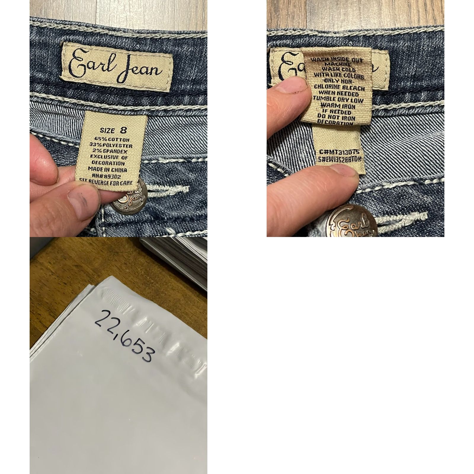 Vintage Earl Jean Jeans Women's 8 Blue Denim Straight Jeweled Pockets Jeans Belt Loop Pockets Regular Rise Vintage No Size 30" / US 8 / IT 44 - 8 Thumbnail
