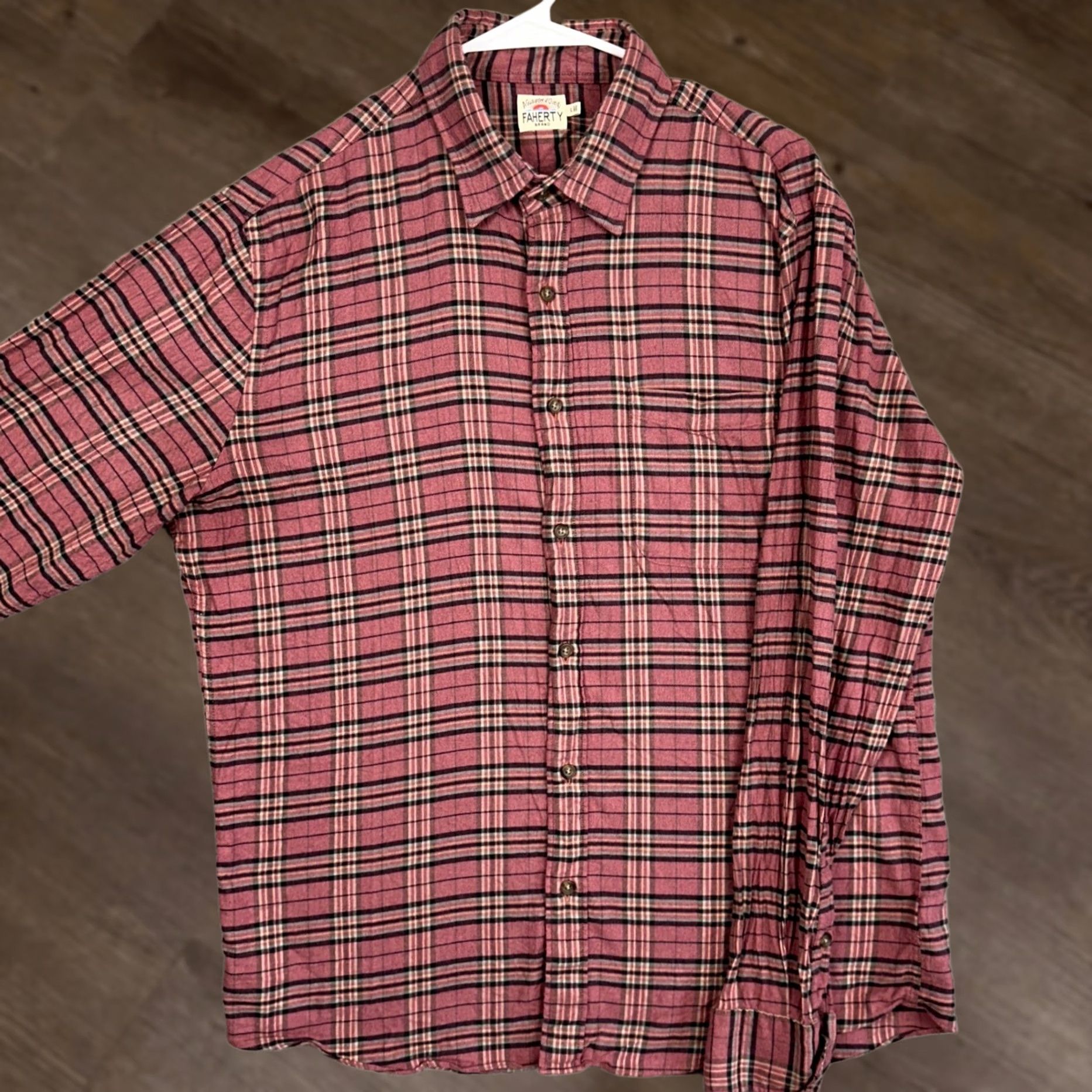 Faherty Faherty Shirt Men L Button-Up Plaid Red Burgundy Navy Long Sleeve Button-Down Collar Casual Workwear Size US L / EU 52-54 / 3 - 1 Thumbnail