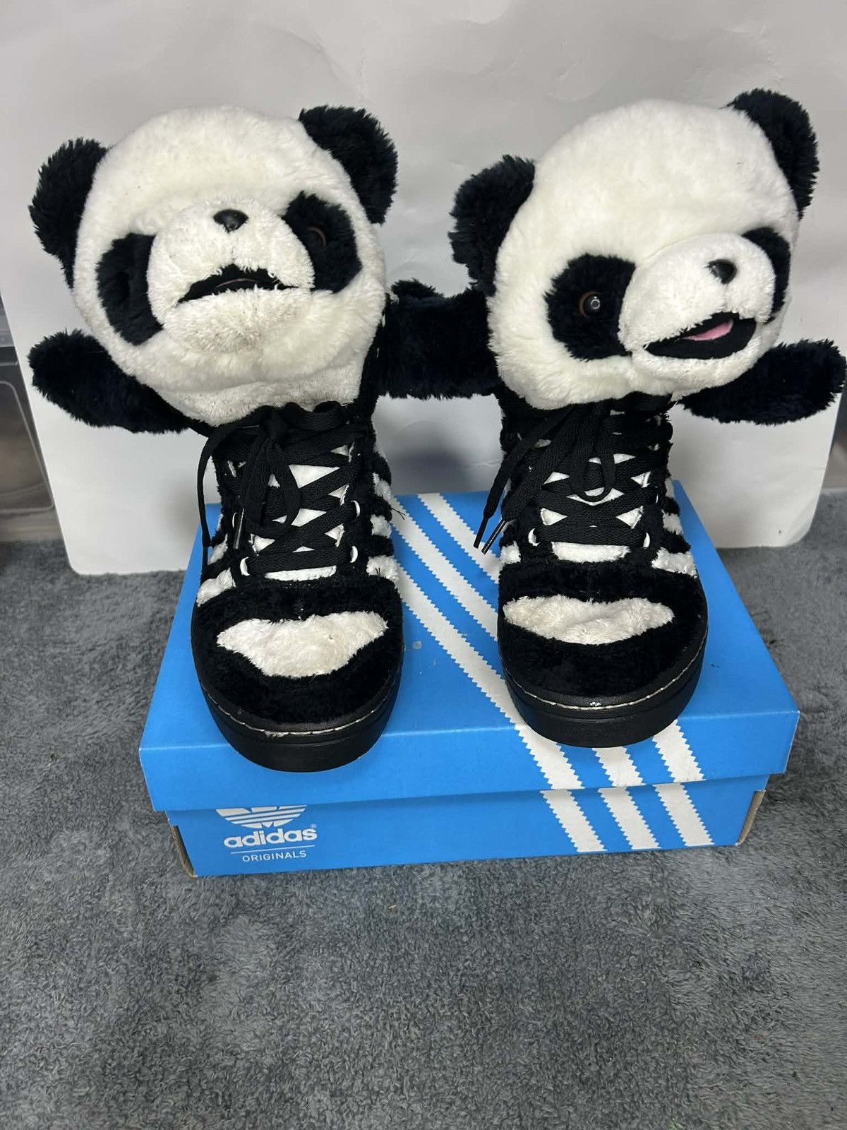 adidas gazelle silver green womens 2011 Jeremy Scott x Adidas 'Panda' High Top Sneakers – Alex Maxamenko main image 0