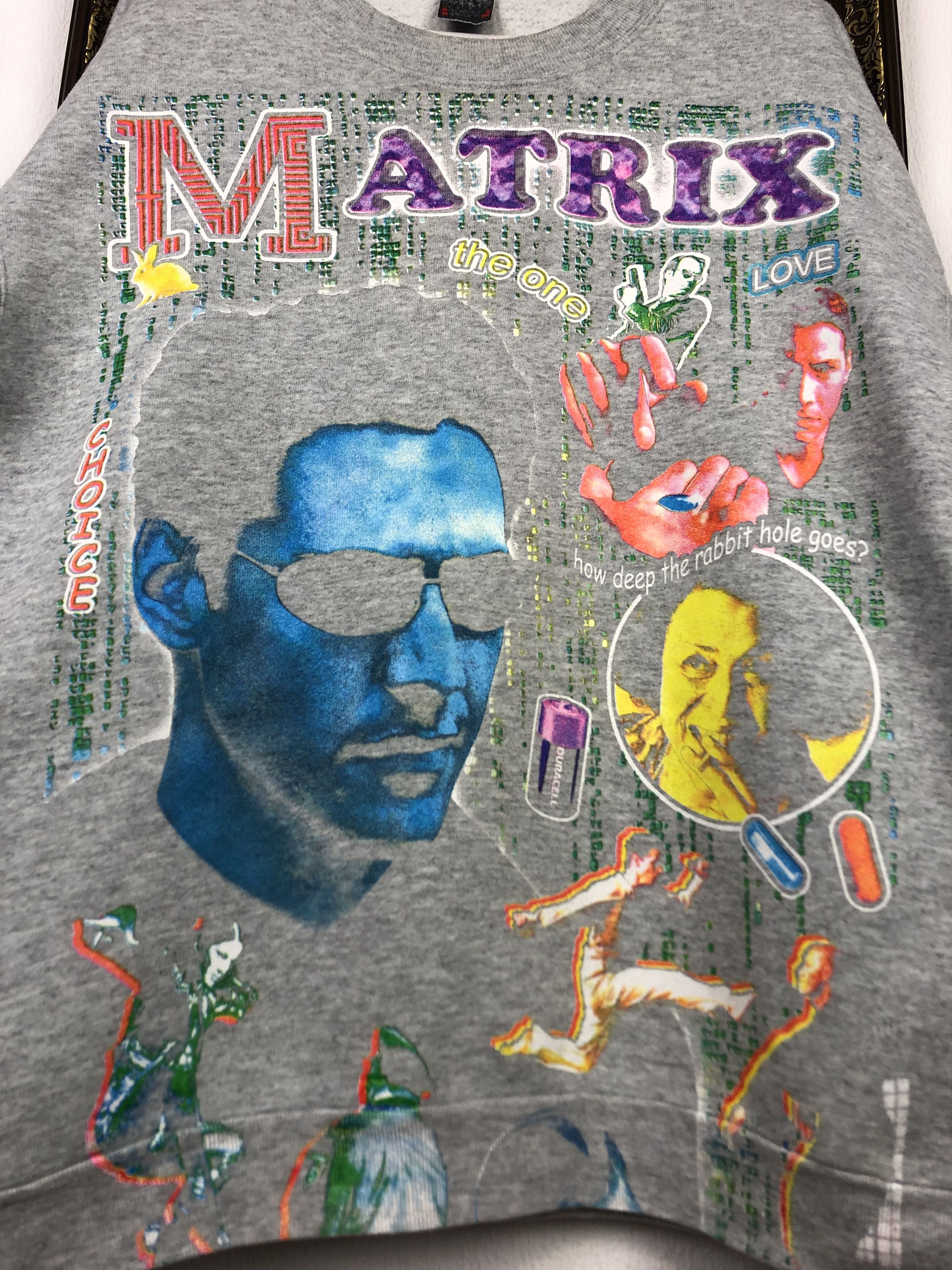 Vintage Vintage 90s Matrix Movie Over Print Sweatshirt Rare Crewneck Size US L / EU 52-54 / 3 - 3 Thumbnail