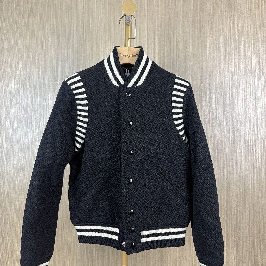 Saint Laurent Paris Saint Laurent Striped Wool Varsity Jacket Size 36 Size XS / US 0-2 / IT 36-38 - 1 Thumbnail