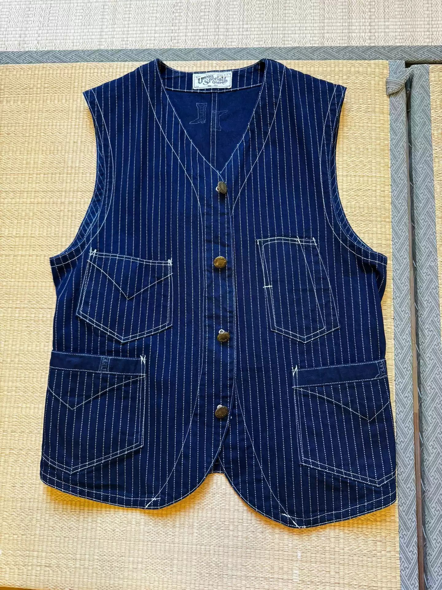 image of Freewheelers Conductor Wabash Work Vest in Blue, Men's (Size Large)