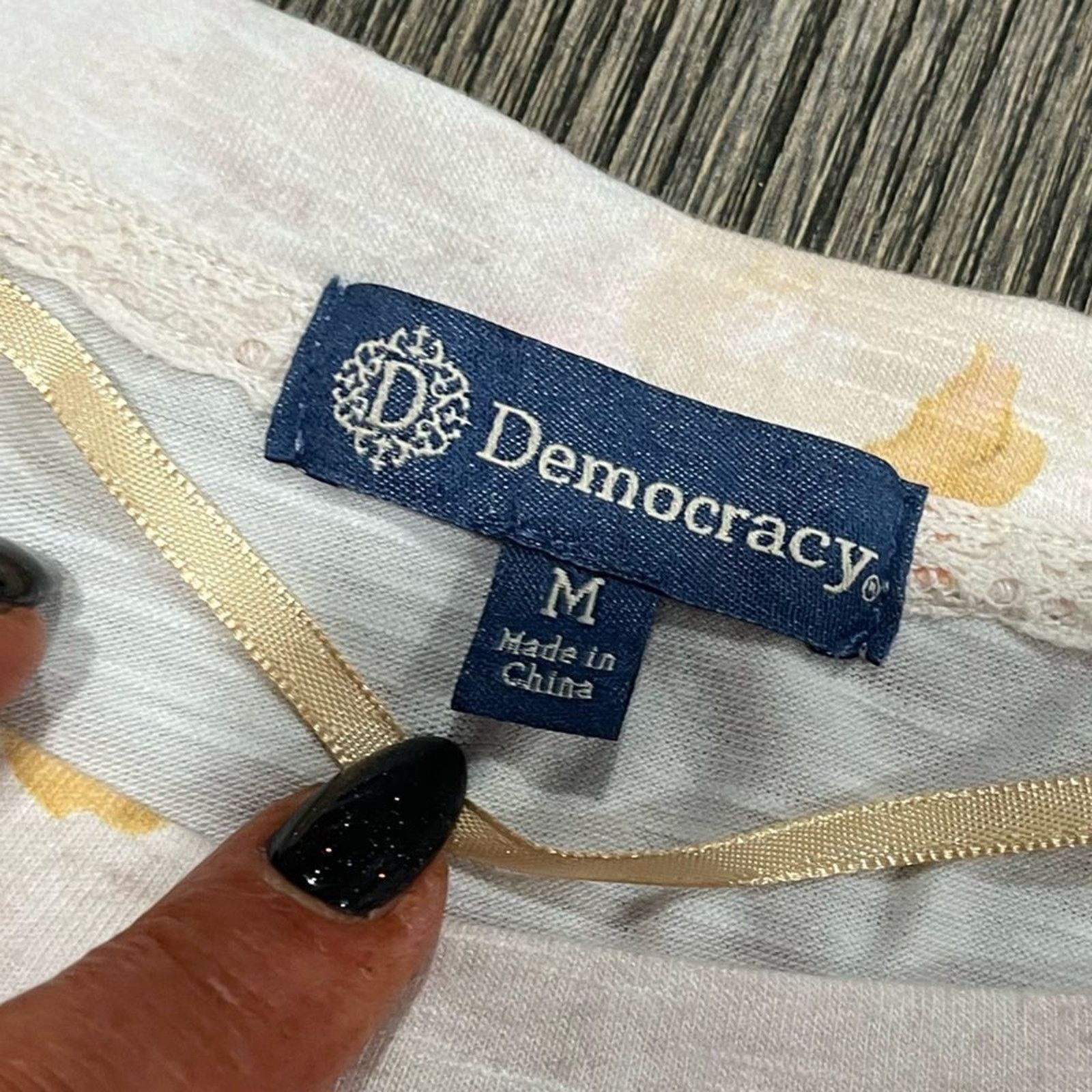 Vintage Democracy Tee Floral Side Tie Short Sleeve Crewneck Cream M Size M / US 6-8 / IT 42-44 - 2 Thumbnail