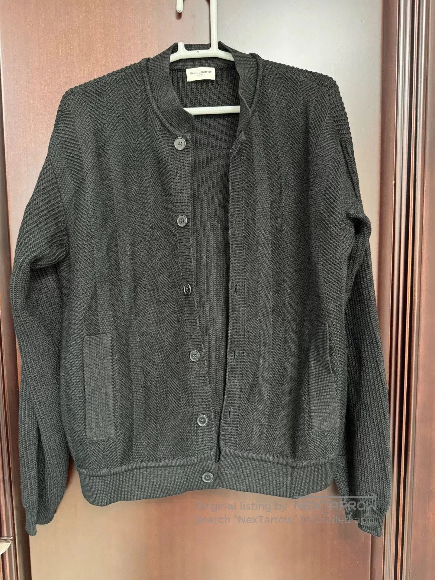 Saint Laurent Paris Saint Laurent Gray Herringbone Cardigan. Size US M / EU 48-50 / 2 - 2 Thumbnail