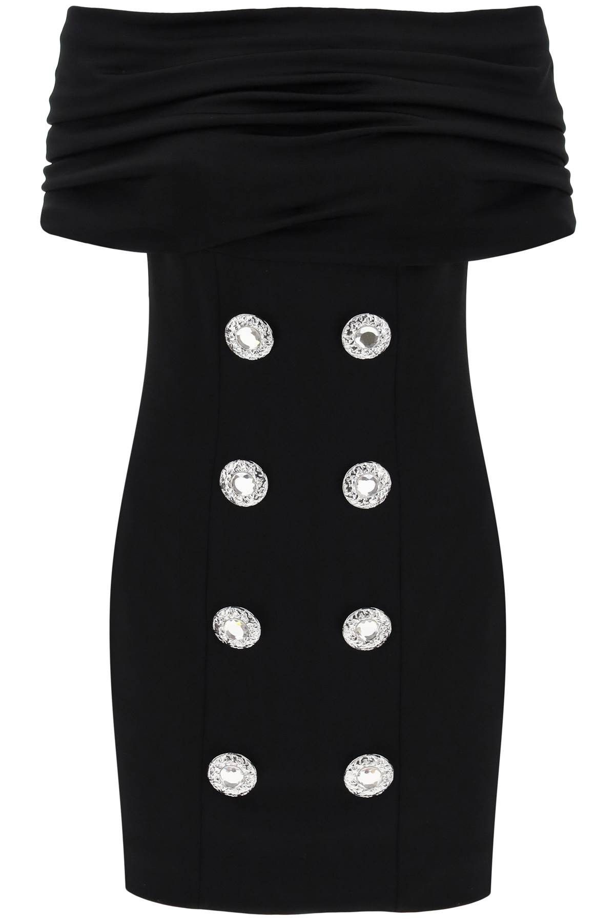 image of Balmain Mini Dress With Boat Neckline in Noir, Women's (Size Medium)