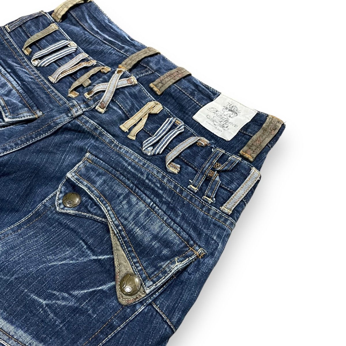 Le Grande Bleu (L.G.B.) DOMINATED HANDCRAFTED LOVEROCK DOUBLE WAIST SPIRAL CUT JEANS Size US 30 / EU 46 - 17 Thumbnail