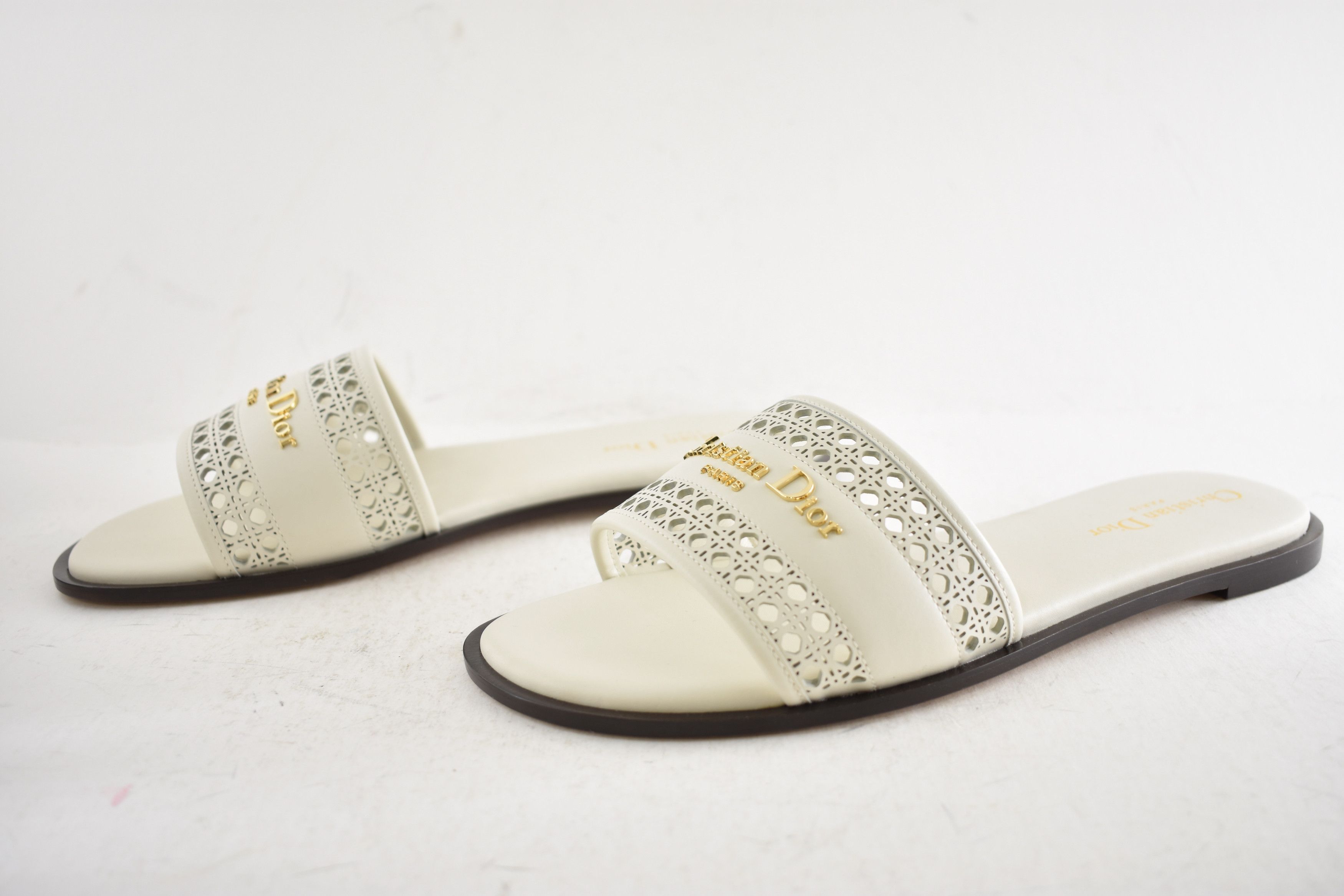 Dior D-Lane Dway Micro Cannage Leather Logo Slide Flat Sandal 39 Size US 9 / IT 39 - 17 Thumbnail