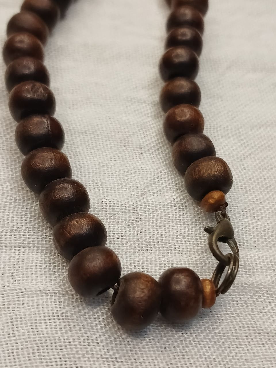 Vintage Vintage brass necklace with green stone made of faux wood Size ONE SIZE - 4 Thumbnail