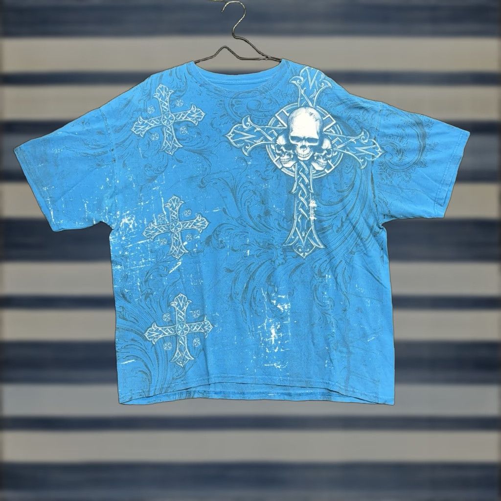 Vintage VINTAGE MMA Elite T-Shirt Men 2XL Cotton All Over Print Skull 90s Biker Grunge Logo Size US XXL / EU 58 / 5 - 1 Thumbnail