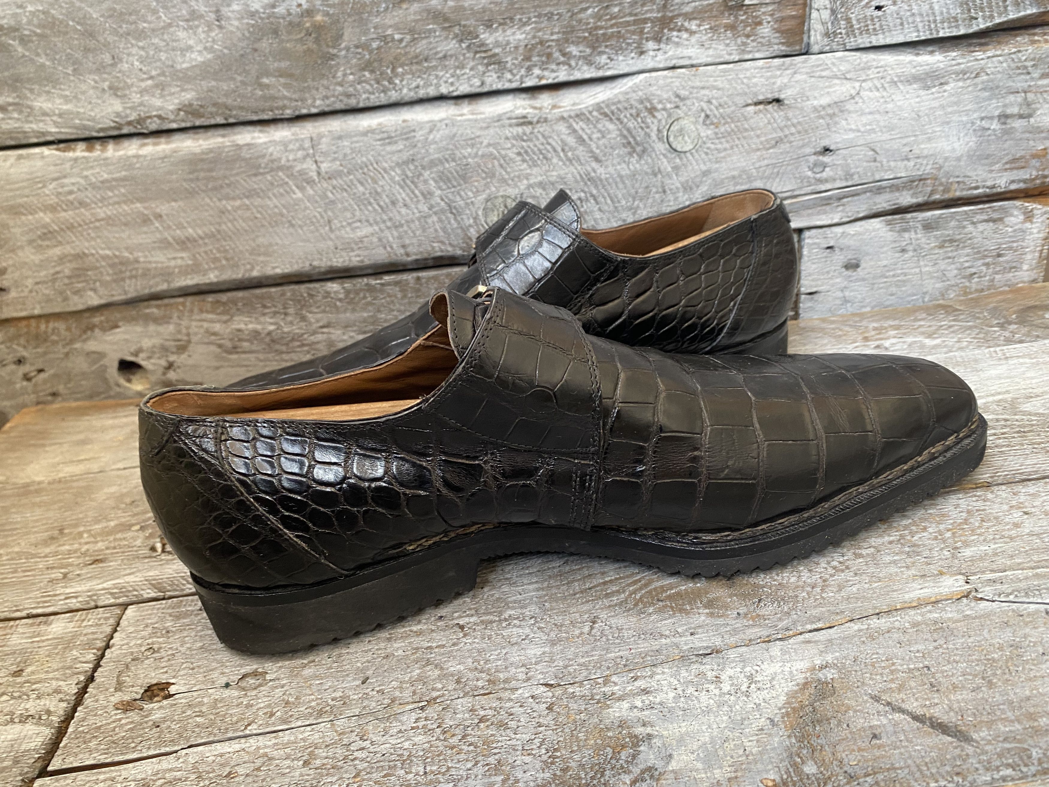 Mauri exotic alligator monkstrap dress shoes sz 10