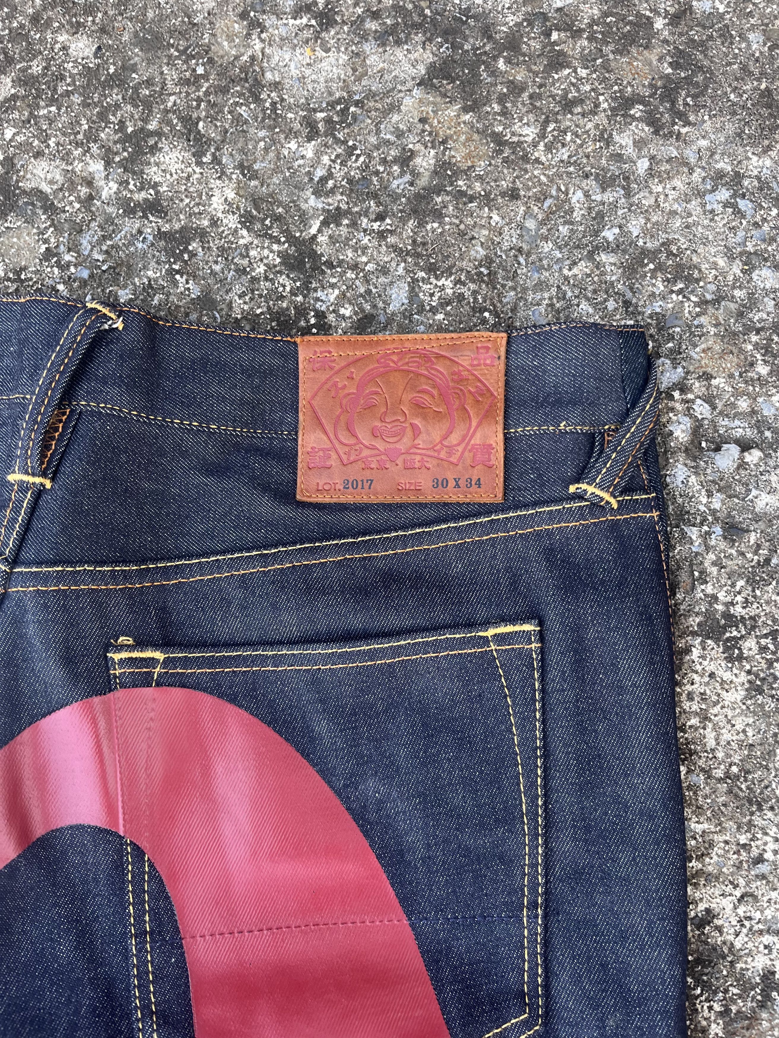 Evisu Painted Back Raw Denim