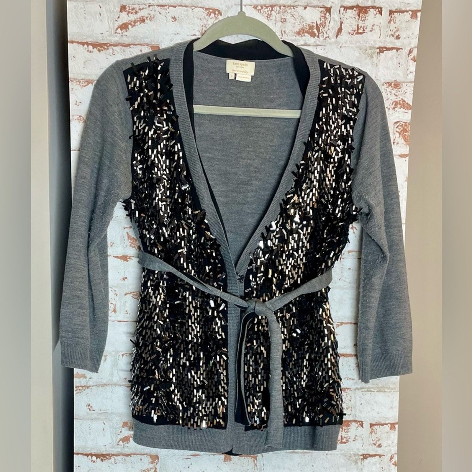 Kate Spade Kate Spade Gray and Black Sequin Cardigan Size S / US 4 / IT 40 - 1 Thumbnail