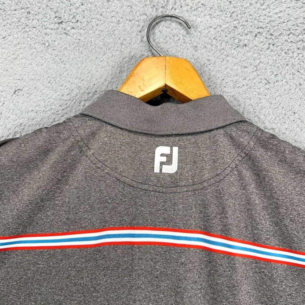 Footjoy FootJoy FJ Golf Polo Shirt Mens Large Grey Striped Athletic Fit Stretch Rugby Size US L / EU 52-54 / 3 - 6 Thumbnail