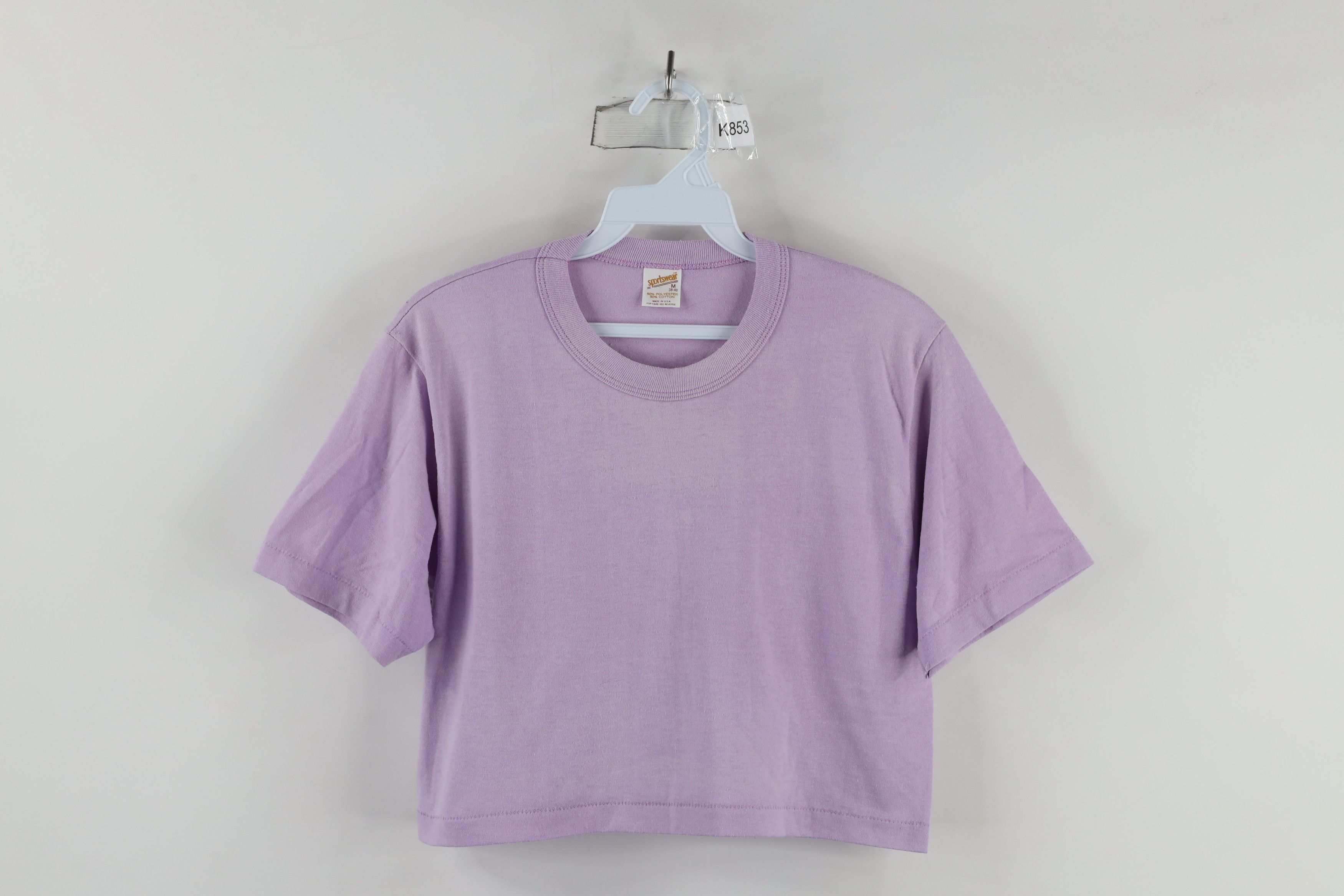 Vintage Vintage 70s Streetwear Blank Cropped T-Shirt Purple USA Size M / US 6-8 / IT 42-44 - 1 Thumbnail