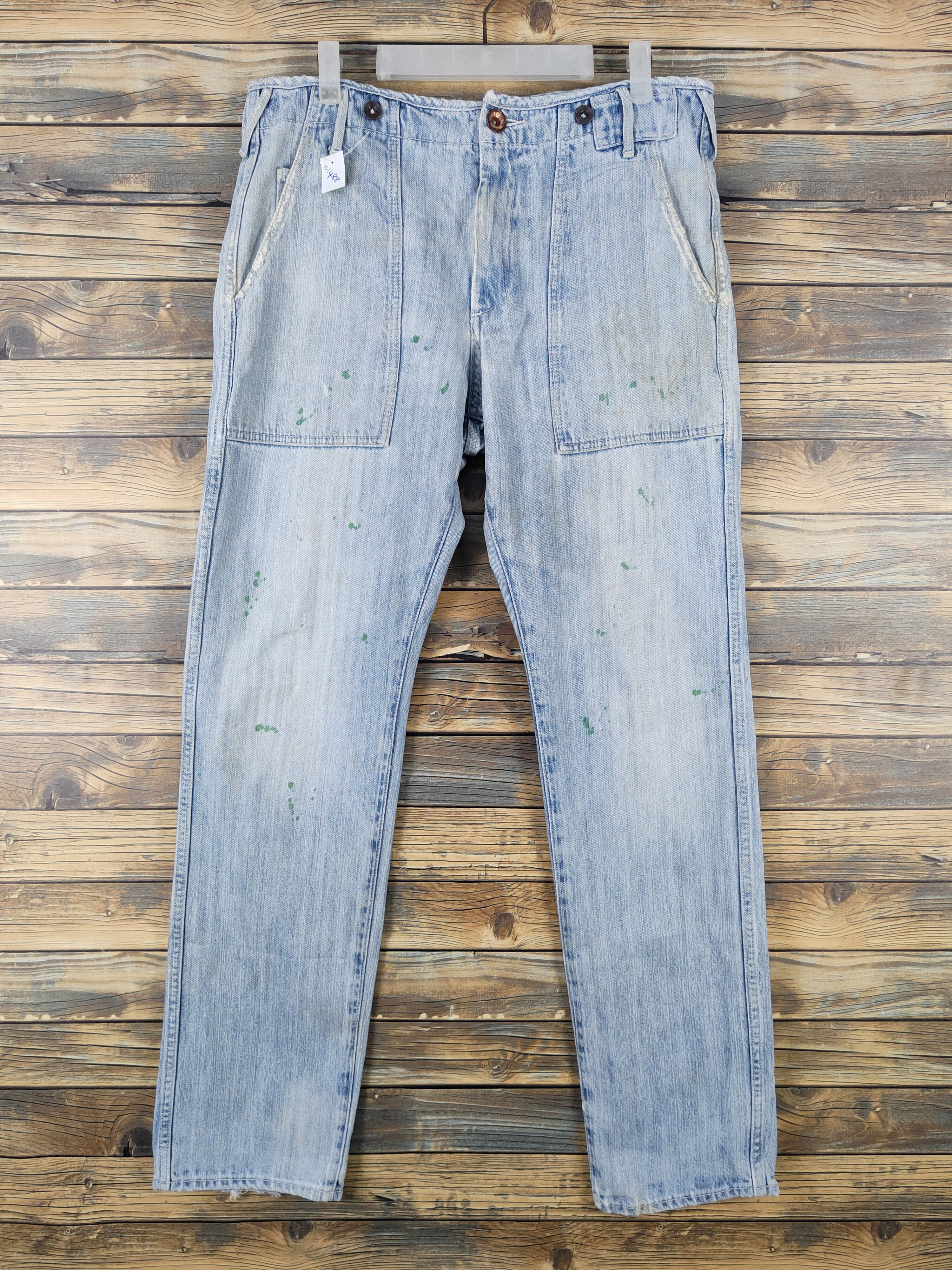 Global Work Global Work Light Blue Distressed Ripped denim Jeans #W1488 Size US 33 - 1 Thumbnail